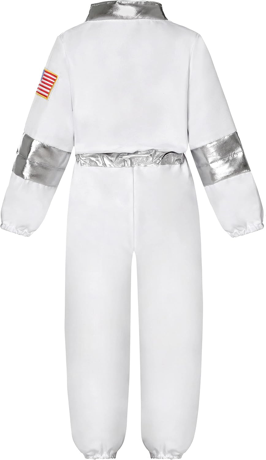 Kids NASA Astronaut Costumes America Spacesuit for Boys Girls Space Jumpsuit Halloween Dress Up