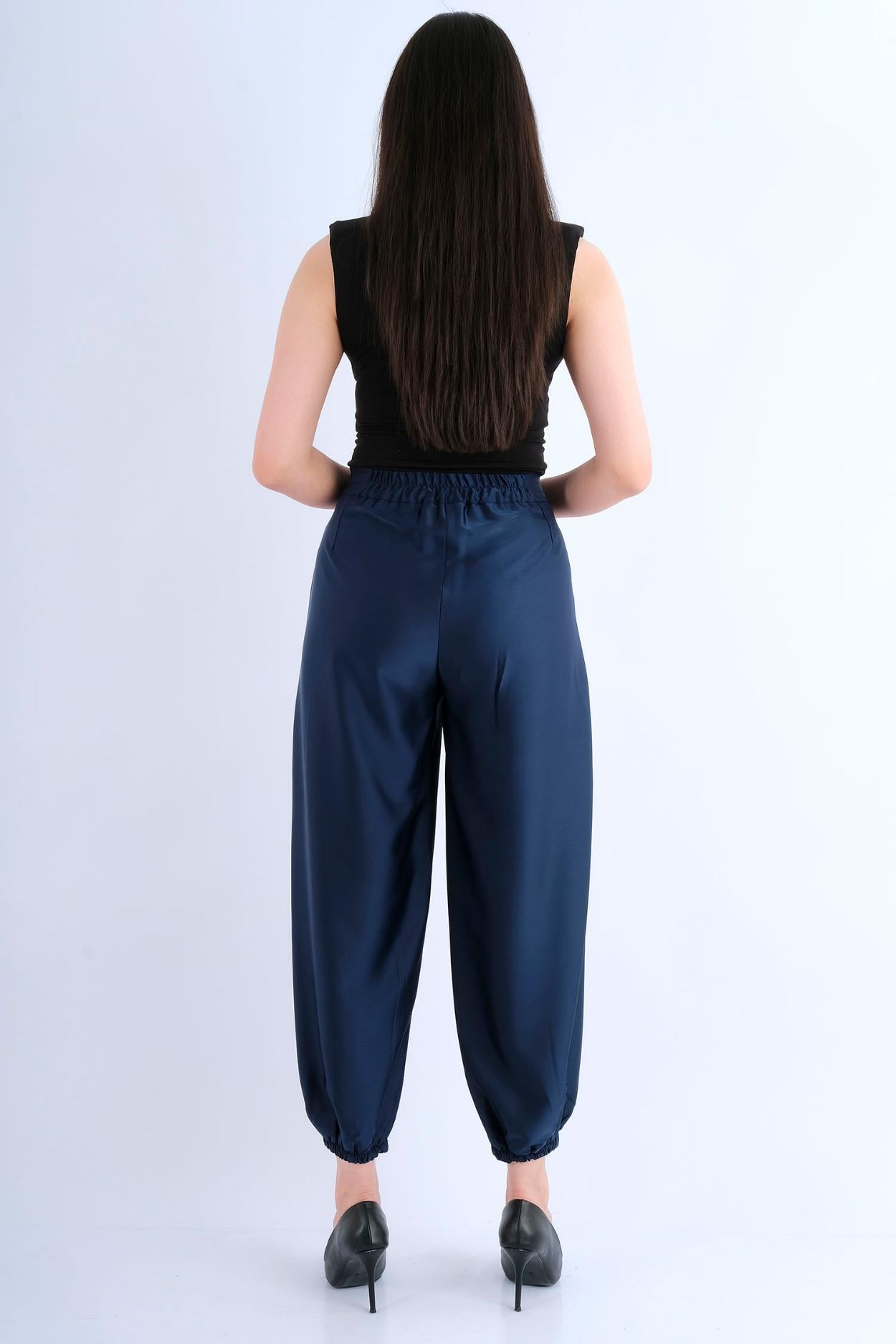 Pantalon Large Uni Ceinturé — vue de dos
