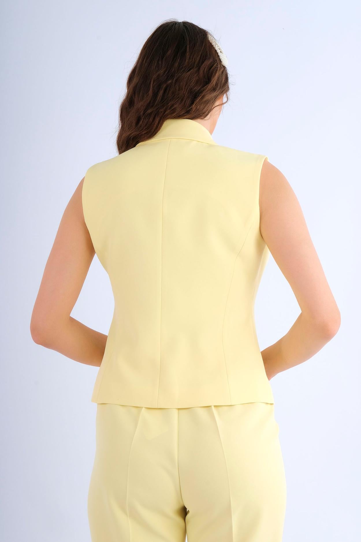Blazer Croisé Sans Manches Broche Cristal — vue de dos