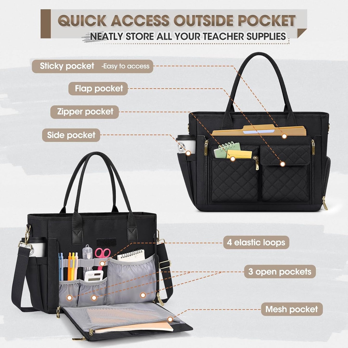 Teacher Tote Bag with Lunch Compartment 15.6 Inch Laptop Bag for Women Large Work Bags Nurse Bag Laptop Briefcase