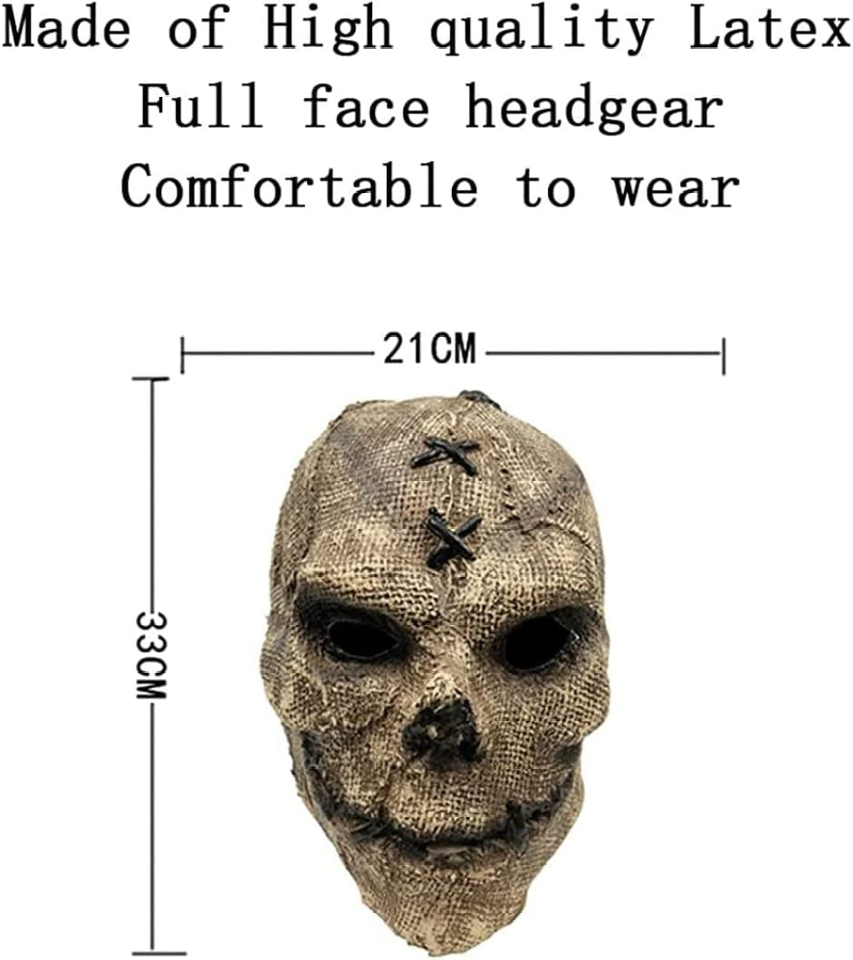 Ghostface Mask, Unisex Retro Old Scary Skull Halloween Mask Cosplay Horrible Head Full Face Latex Helmet Creepy Costume Prop