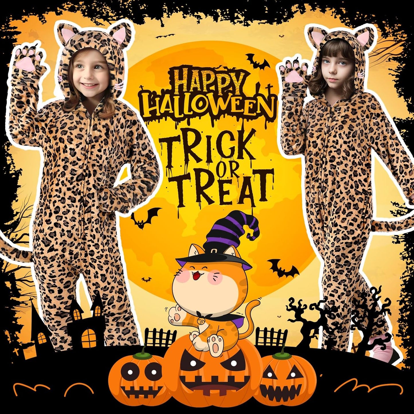 Cat Costume for Girls, Noir Costume, Onesie Costume for Kids, Halloween Costumes for Kids Girls