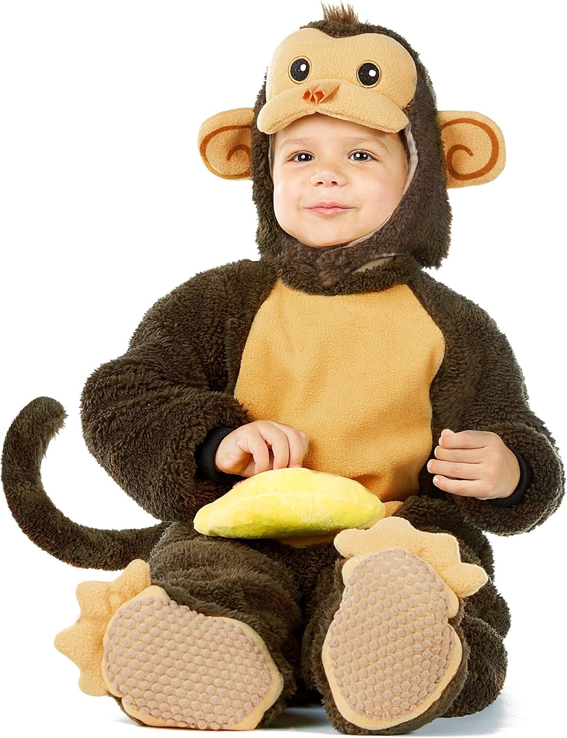 Halloween Toddler Monkey Costume Set with Toy Banana for Baby Halloween Dress Up