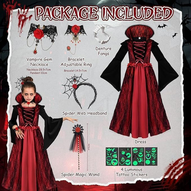 Vampire Costume Girls, Vampire Dress Costume Kids Halloween Costume Dress Up, Halloween Costume Girls Cosplay