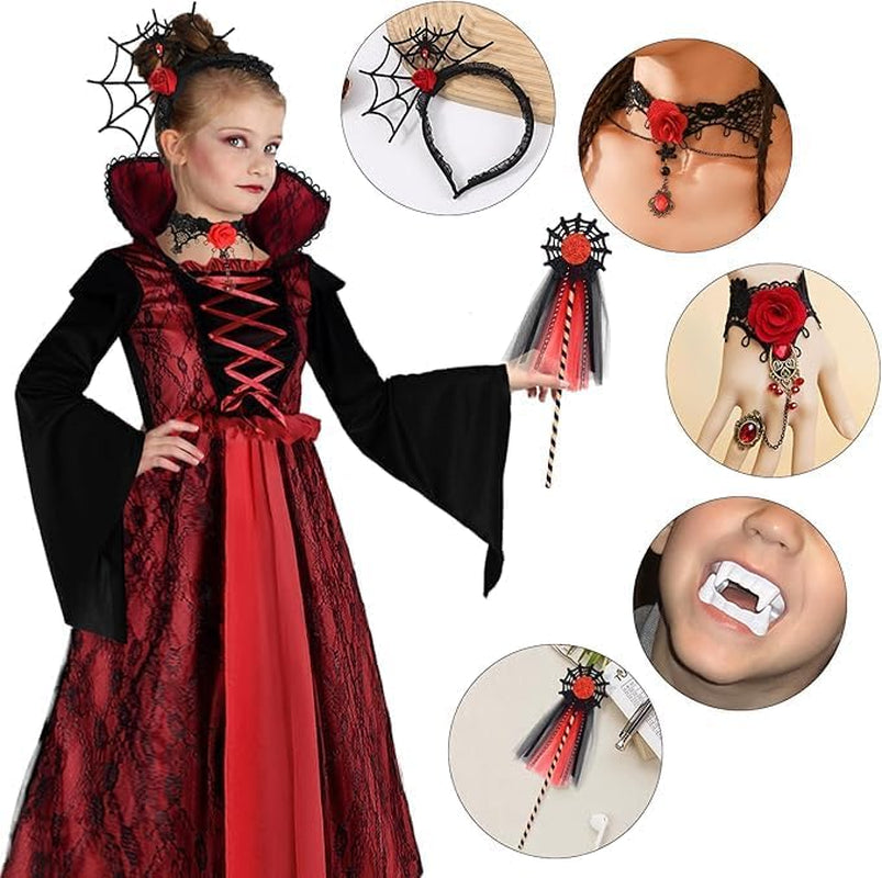 Vampire Costume Girls, Vampire Dress Costume Kids Halloween Costume Dress Up, Halloween Costume Girls Cosplay