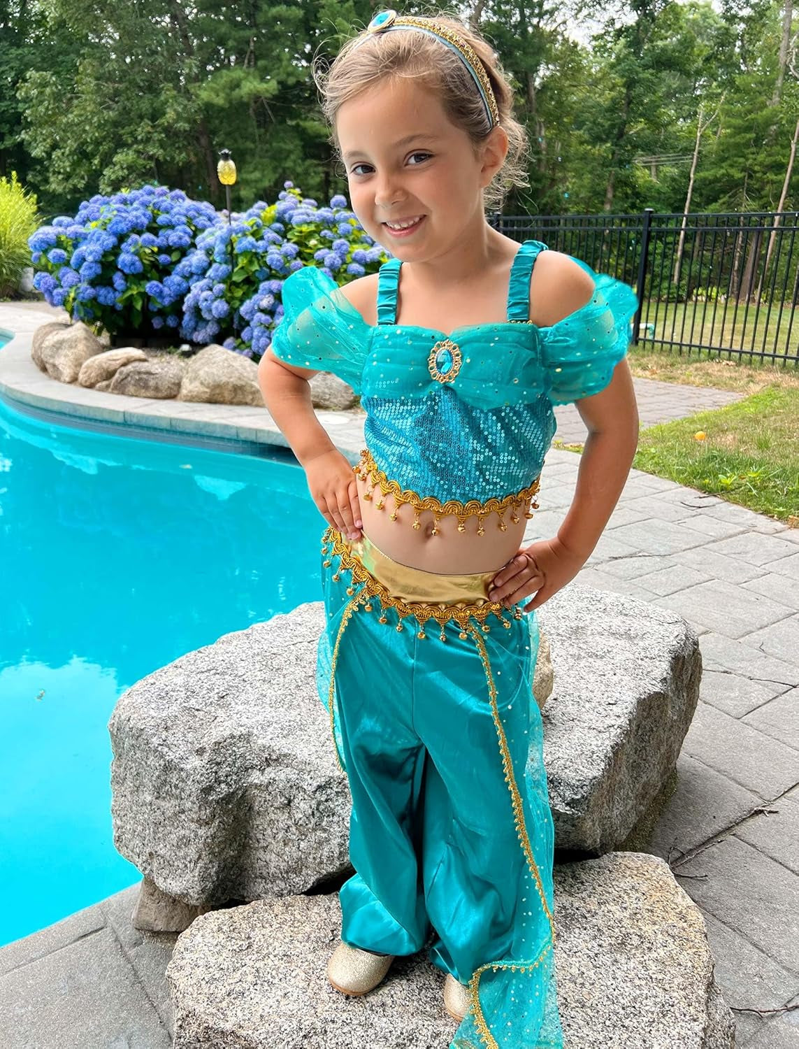 Princess Costume for Girls Kids Arabian Princess Fancy Dress up for Halloween Birthday Cosplay Party Carnival