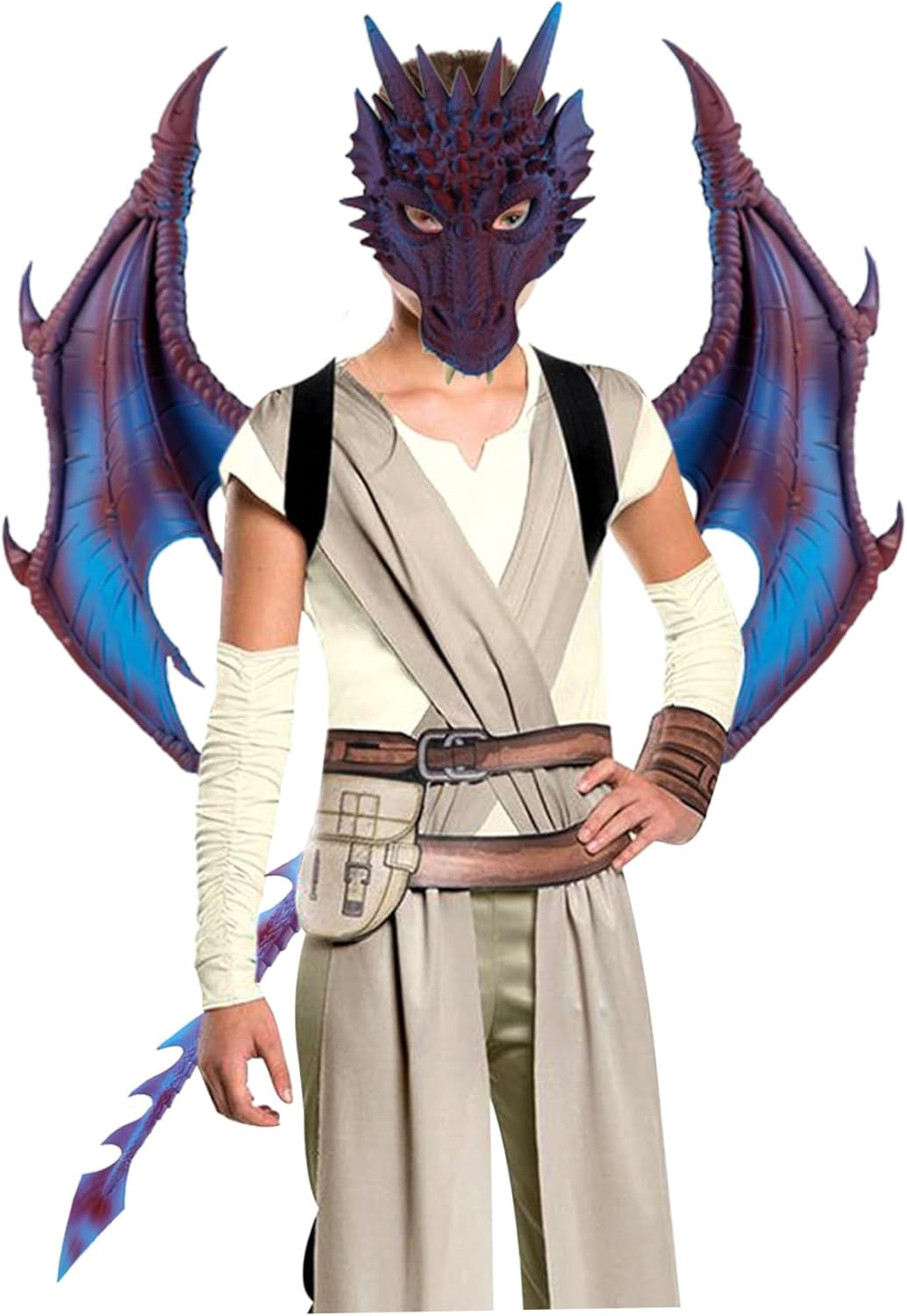 Dragon Kids Halloween Dragon Set 3PCS Face Covers Tail Cosplay Costume Photo Props Red