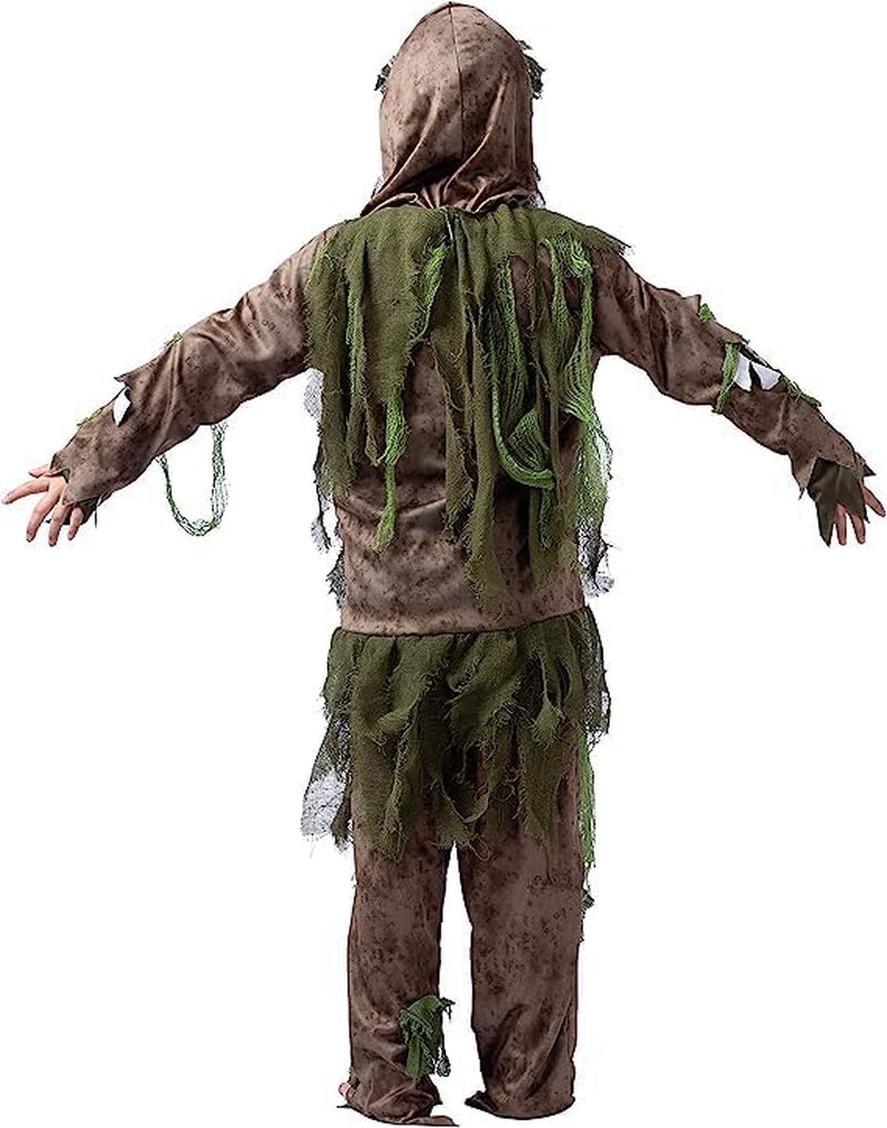 Swamp Deluxe Skeleton Living Dead Zombie Costume for Halloween Kids Monster Role-Playing