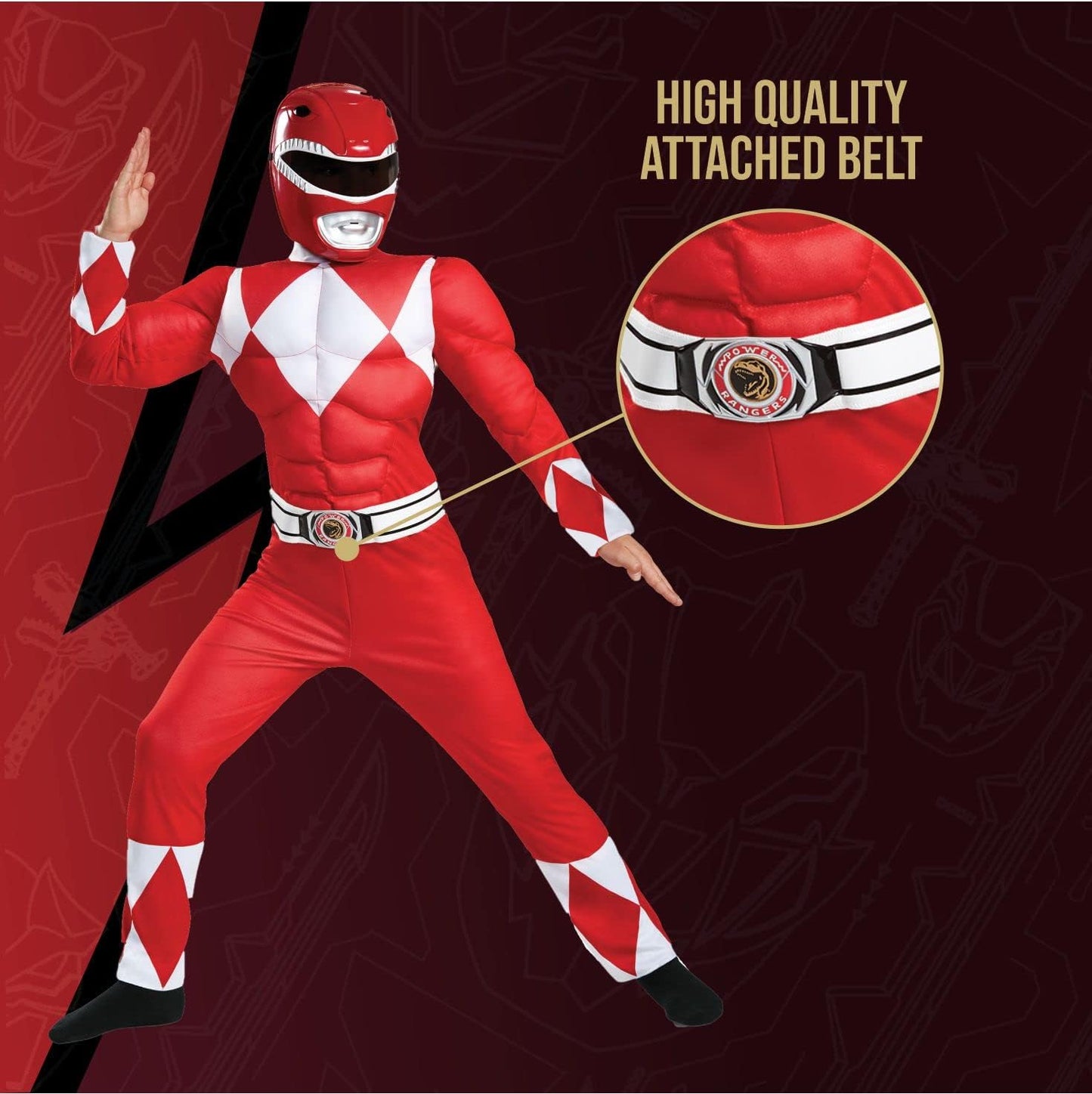 Ranger Classic Muscle Child Costume, Red, Size/(4-6)
