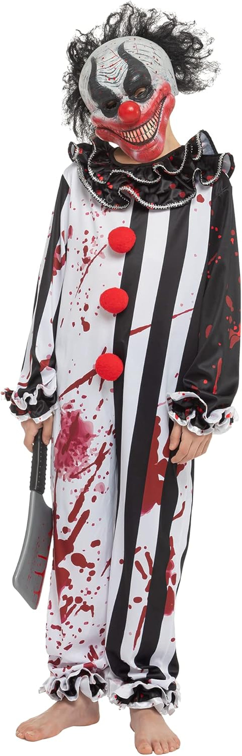 Halloween Boy Bleeding Killer Clown Costume, Horror Slasher Clown Costume