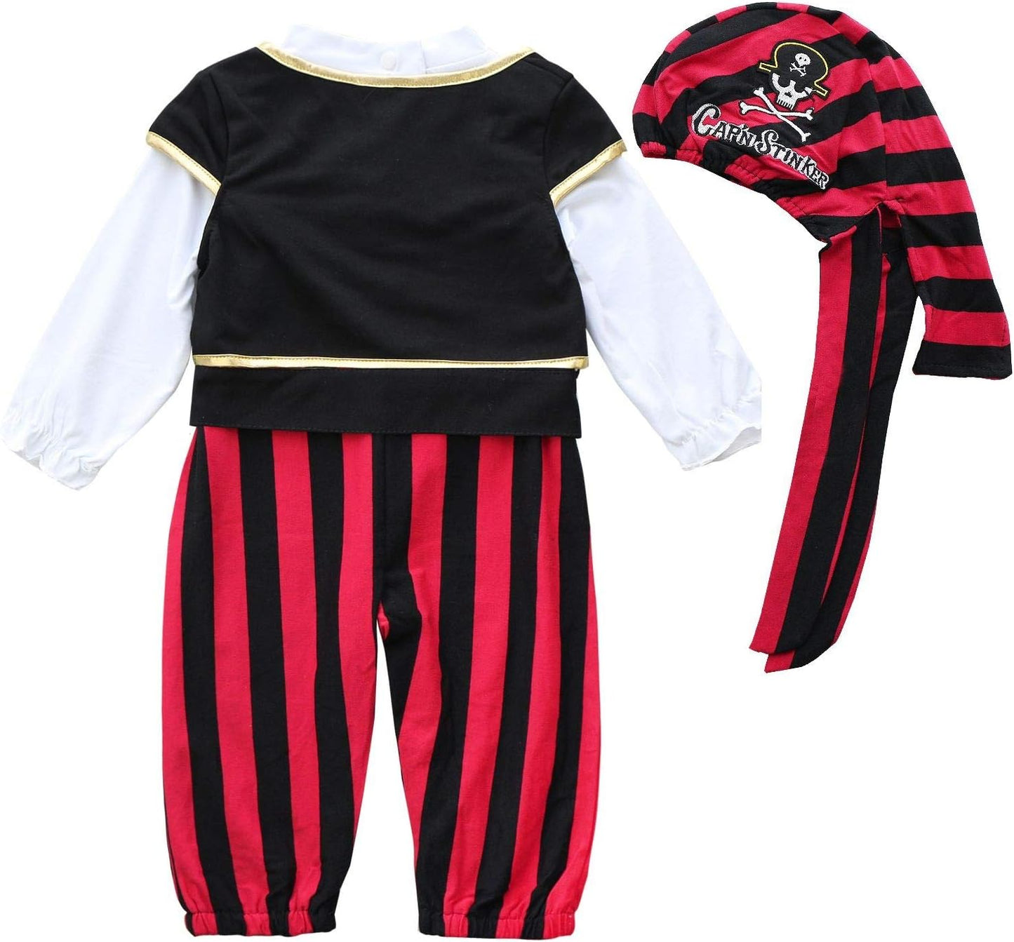 Toddler Baby Pirate Costume for Halloween Captain Stinker Infant Party Costume Set 12M-6T