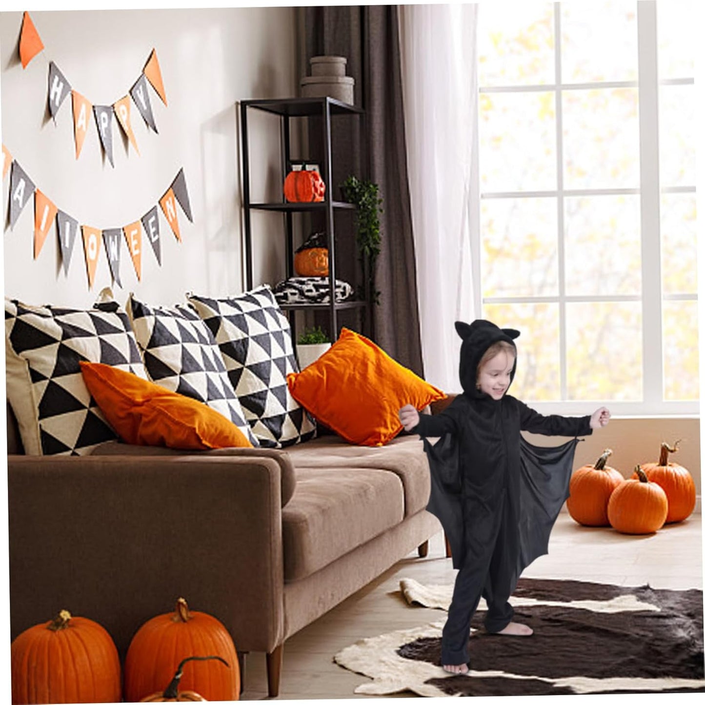 Halloween Costume Bat Costume for Kids 5-6 Years Old Costume Kids Hooded Bat Breathable Integrated Zipper Halloween Costumes