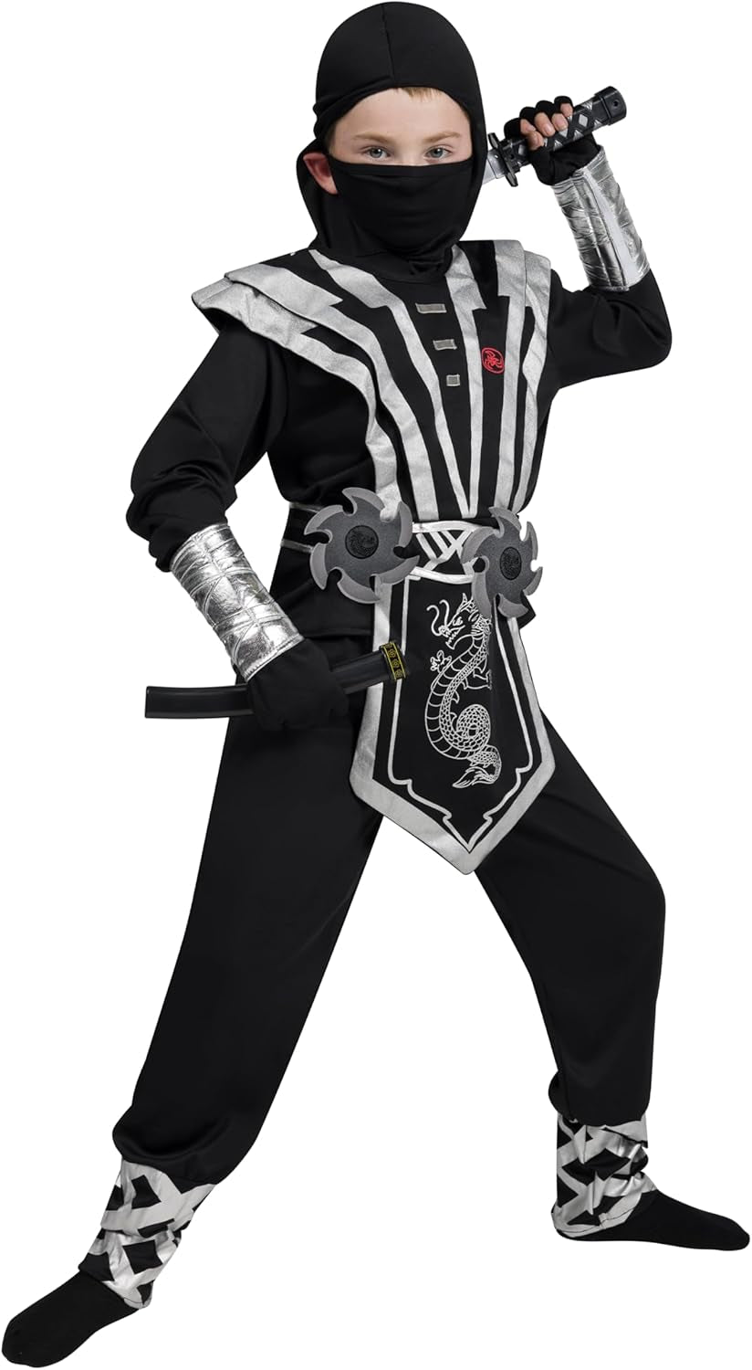 Ninja Deluxe Costume Set with Foam Accessories Toys for Kids Kung Fu Outfit Halloween