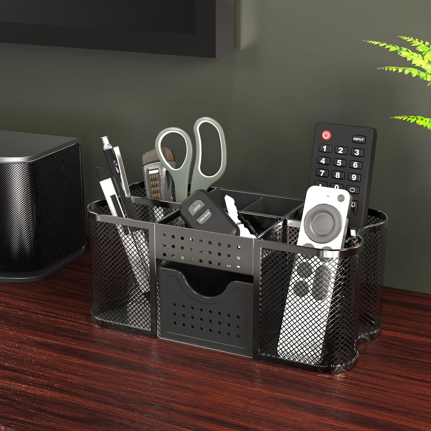 Decobrothers Desk Organizers Pencil/Pen Holder Caddy Storage Accessories for Office, Black