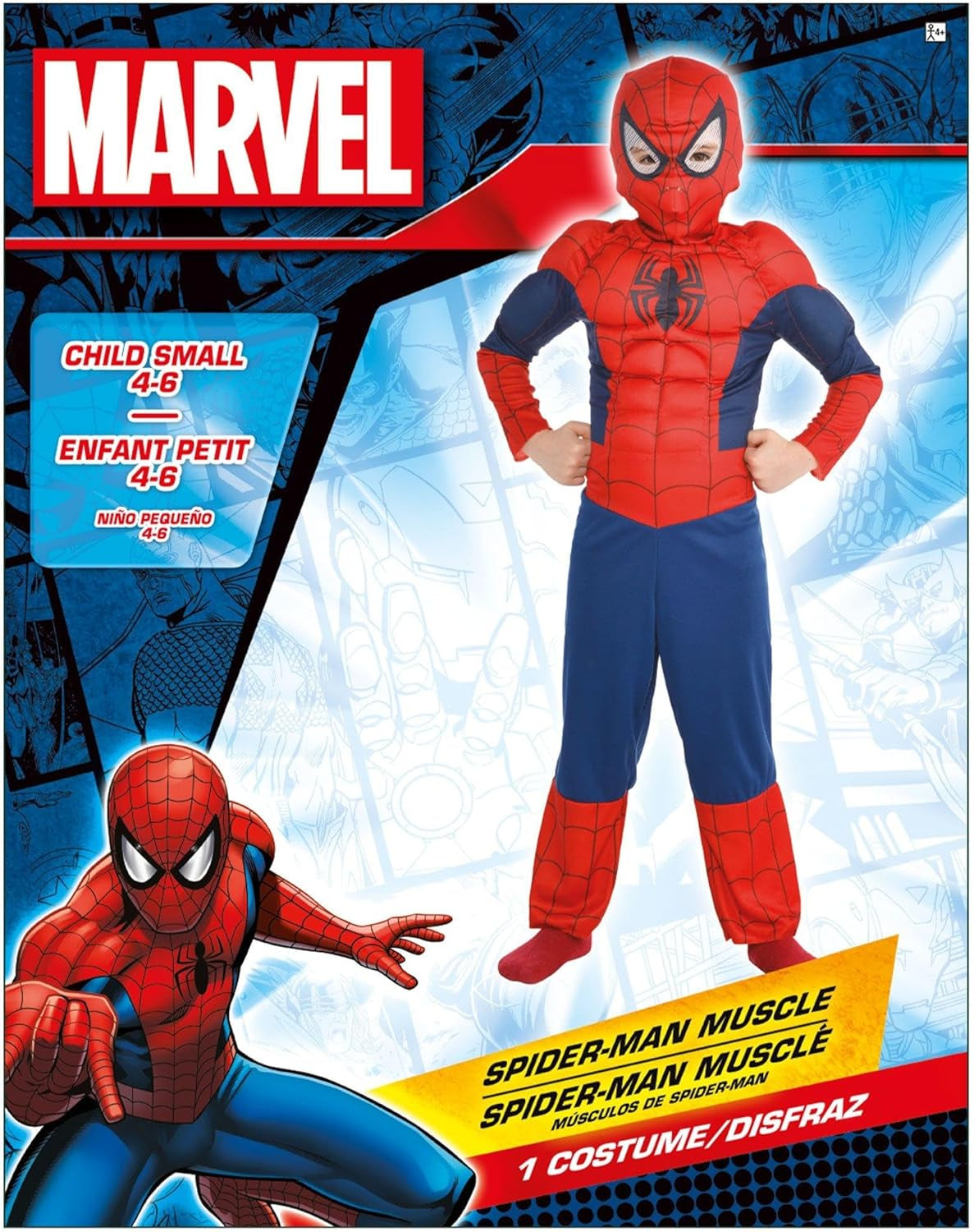Suit Yourself Classic Spider-Man Muscle Halloween Costume for Boys, Small, Includes Headpiece