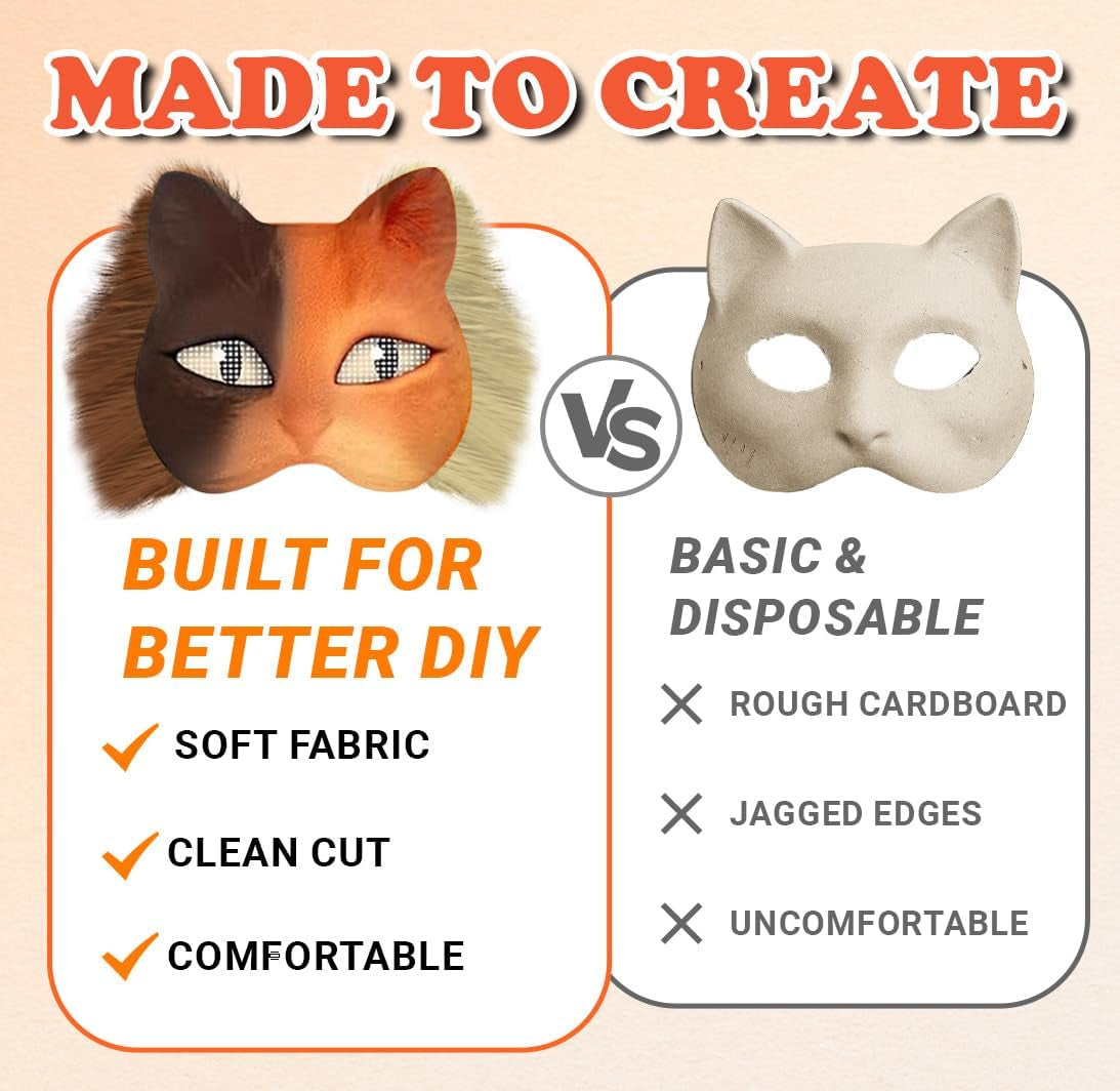 Therian Mask Kit, Cat Mask, Costume Furry Masks DIY, Animal Arts Crafts Kit, for Halloween Cosplay Party Interaction