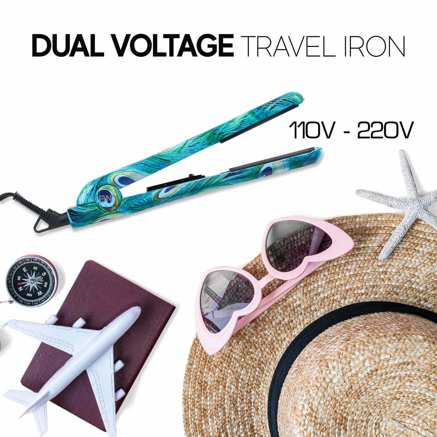 Original Ceramic Iron|Hair Straightener Curler 2 in 1|450° 1.25 Inch
