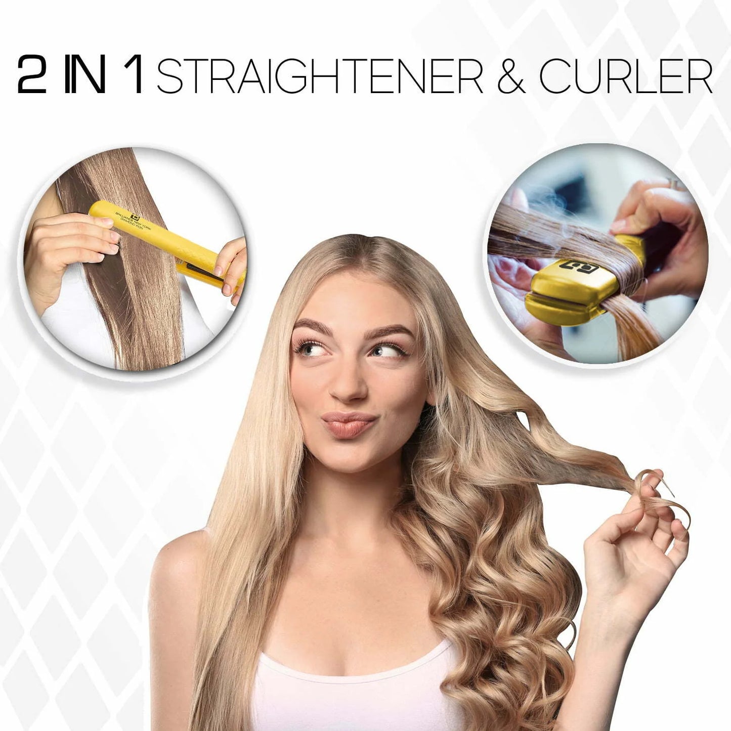 Original Ceramic Iron|Hair Straightener Curler 2 in 1|450° 1.25 Inch