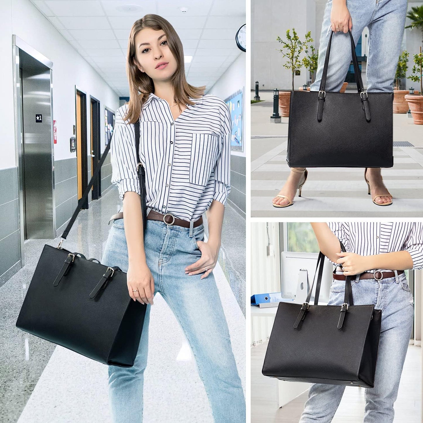 Laptop Bag for Women Computer Tote Bag Handbag Shoulder Bag Purse Business Work Briefcase Travel Bag, 15.6-Inch