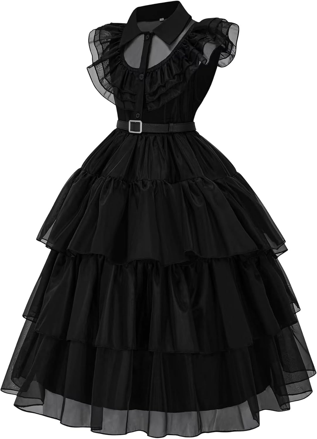 Girls Black Dress up Kids Family Costumes School Rave Halloween Cosplay Party Outfit with Wig Socks Belt