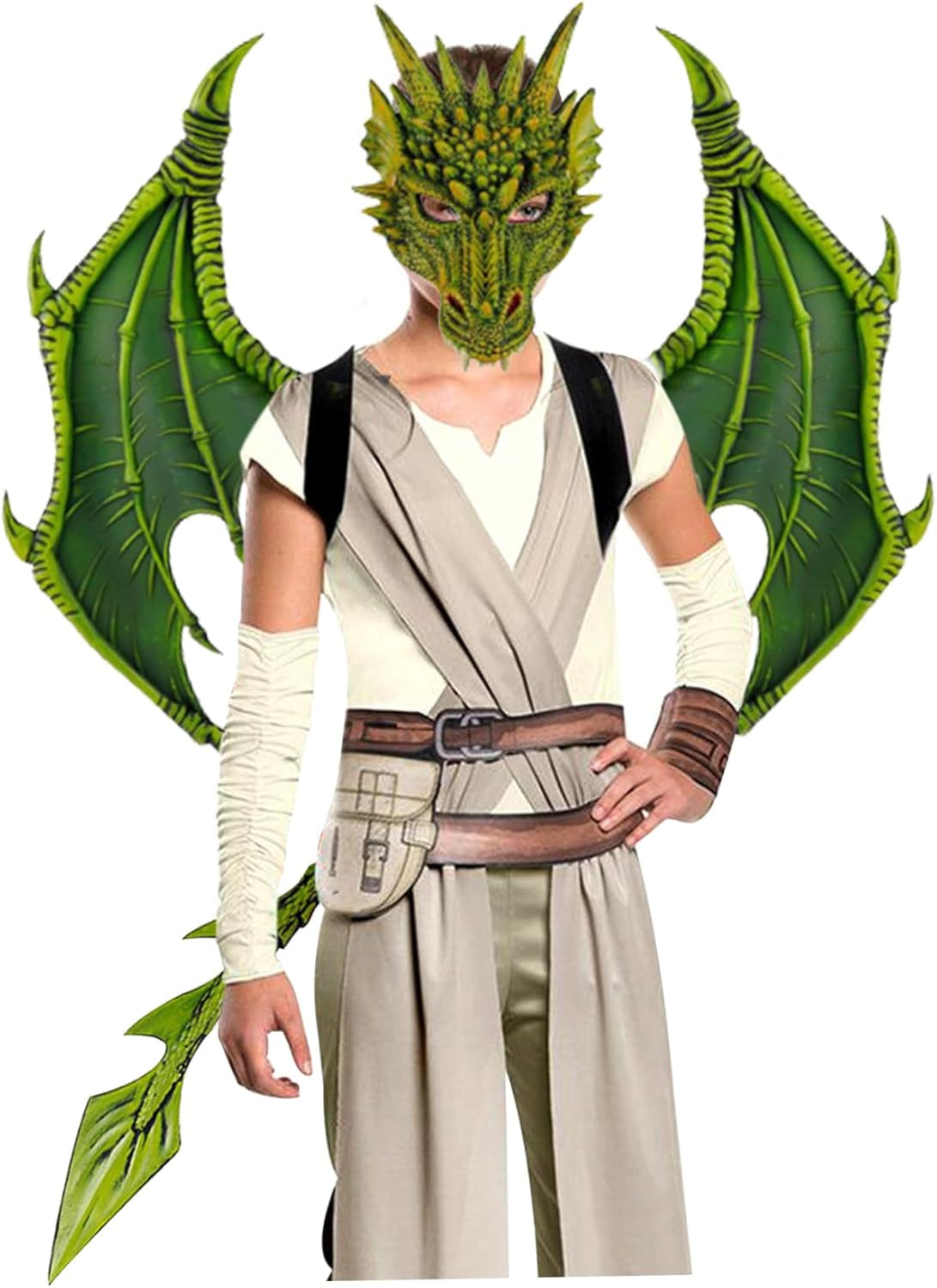 Dragon Kids Halloween Dragon Set 3PCS Face Covers Tail Cosplay Costume Photo Props Red