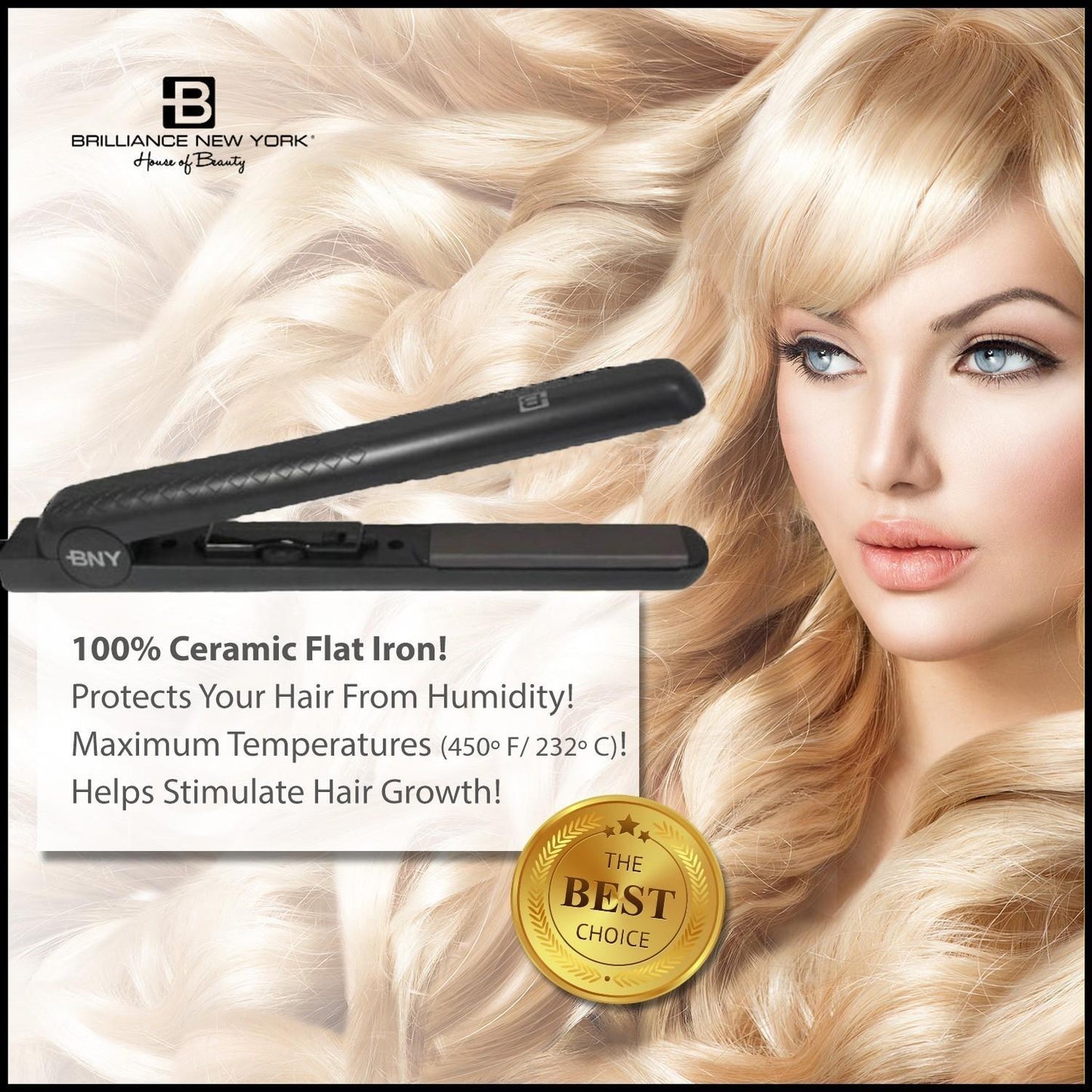 Original Ceramic Iron|Hair Straightener Curler 2 in 1|450° 1.25 Inch