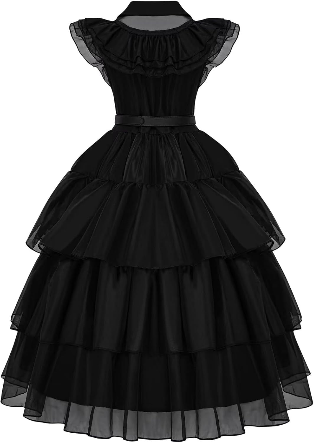 Girls Black Dress up Kids Family Costumes School Rave Halloween Cosplay Party Outfit with Wig Socks Belt