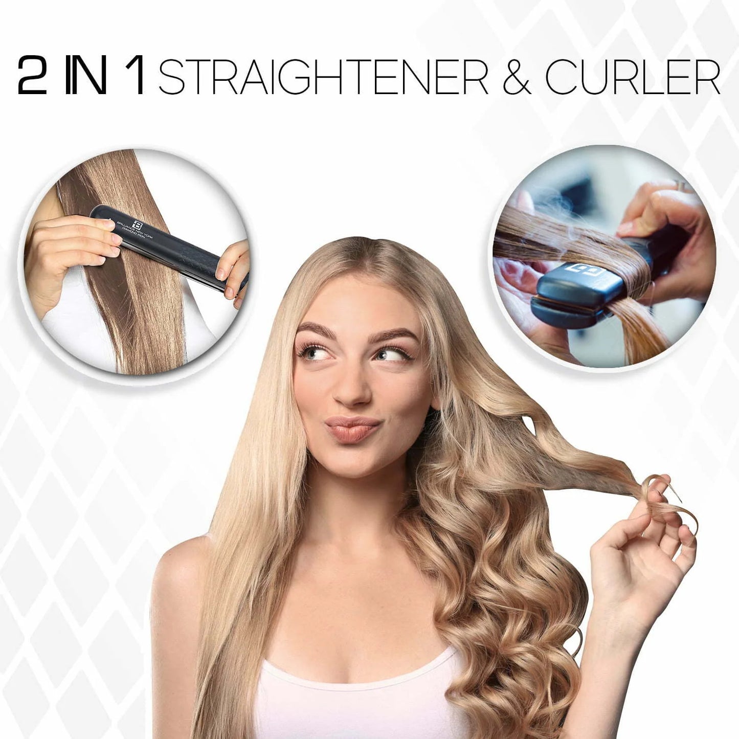 Original Ceramic Iron|Hair Straightener Curler 2 in 1|450° 1.25 Inch