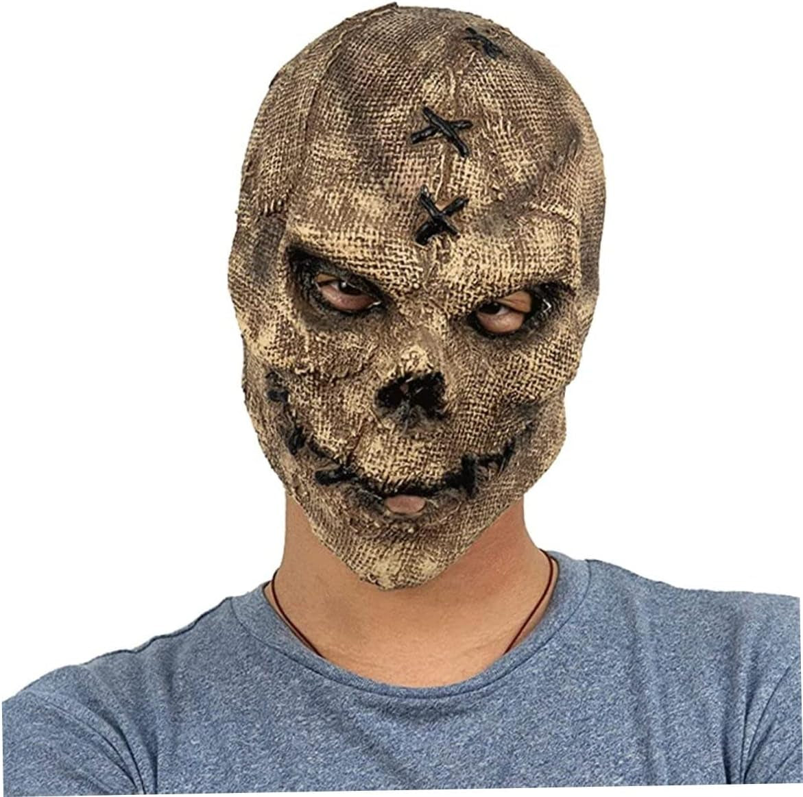 Ghostface Mask, Unisex Retro Old Scary Skull Halloween Mask Cosplay Horrible Head Full Face Latex Helmet Creepy Costume Prop