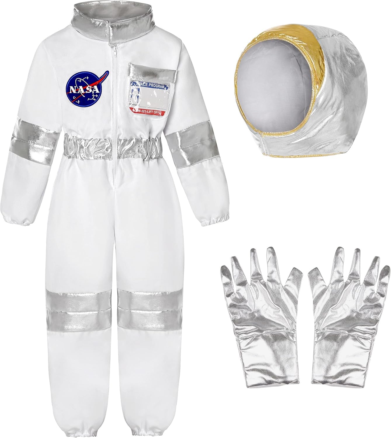 Kids NASA Astronaut Costumes America Spacesuit for Boys Girls Space Jumpsuit Halloween Dress Up