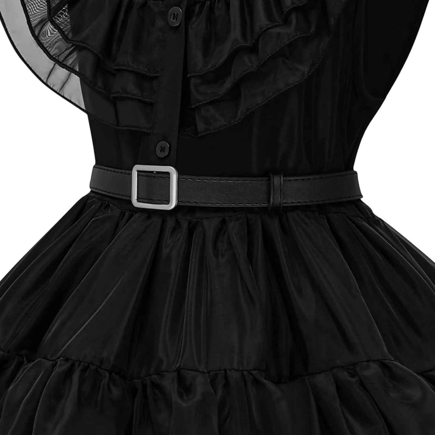 Girls Black Dress up Kids Family Costumes School Rave Halloween Cosplay Party Outfit with Wig Socks Belt
