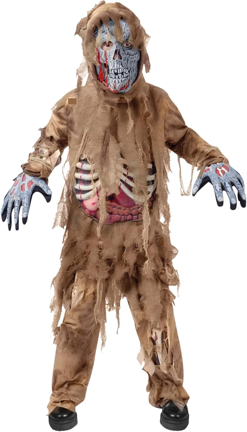 Swamp Deluxe Skeleton Living Dead Zombie Costume for Halloween Kids Monster Role-Playing