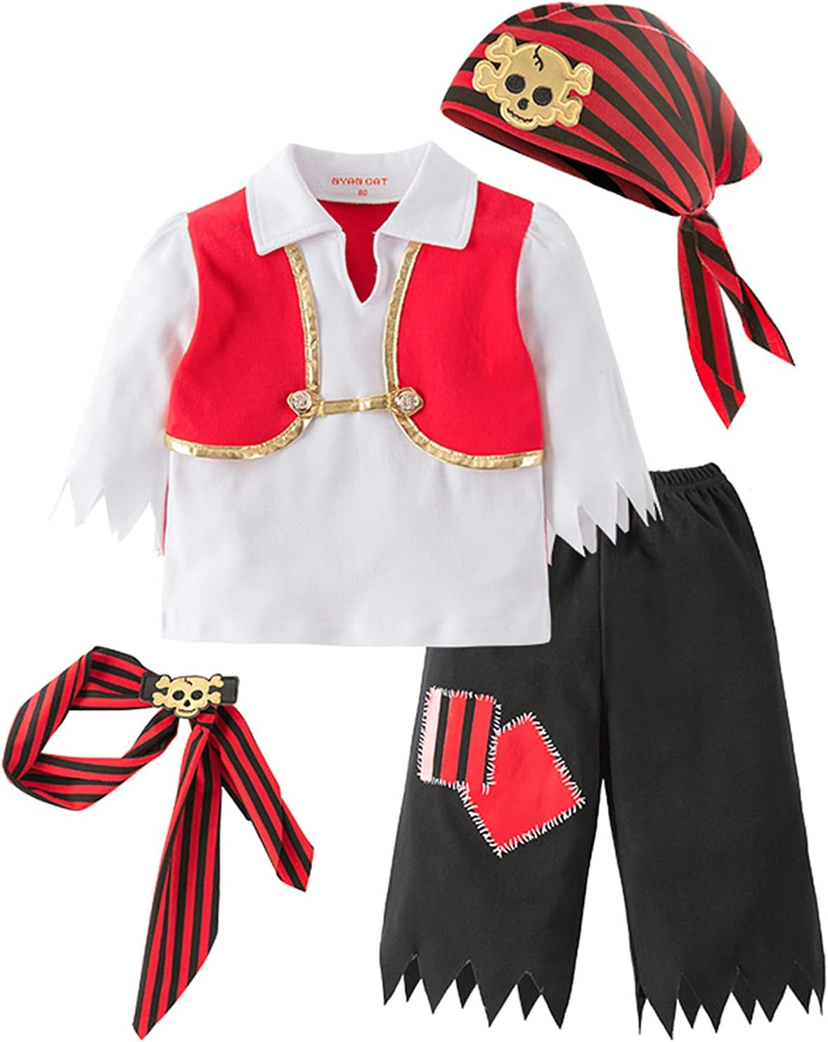 Toddler Baby Pirate Costume for Halloween Captain Stinker Infant Party Costume Set 12M-6T