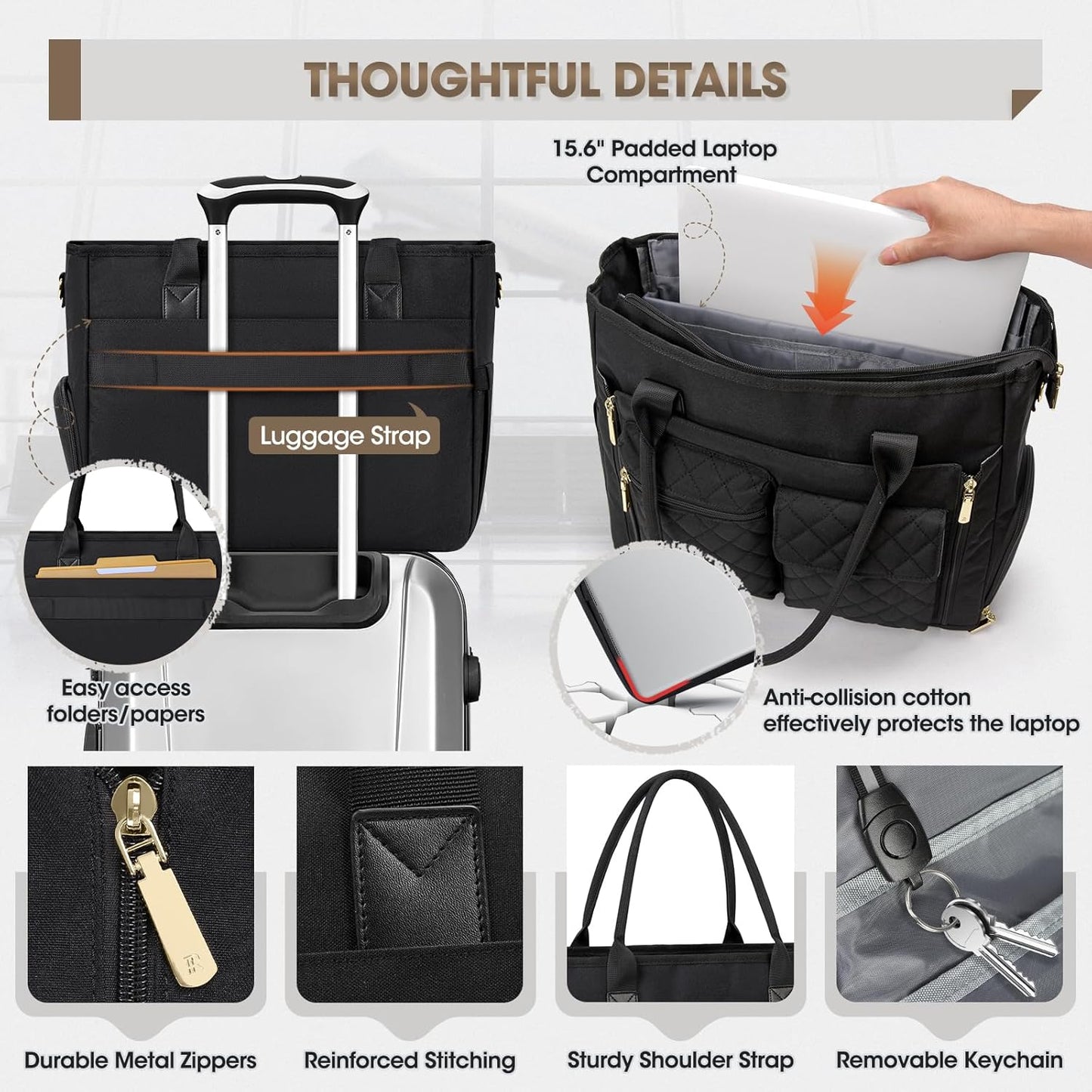 Teacher Tote Bag with Lunch Compartment 15.6 Inch Laptop Bag for Women Large Work Bags Nurse Bag Laptop Briefcase