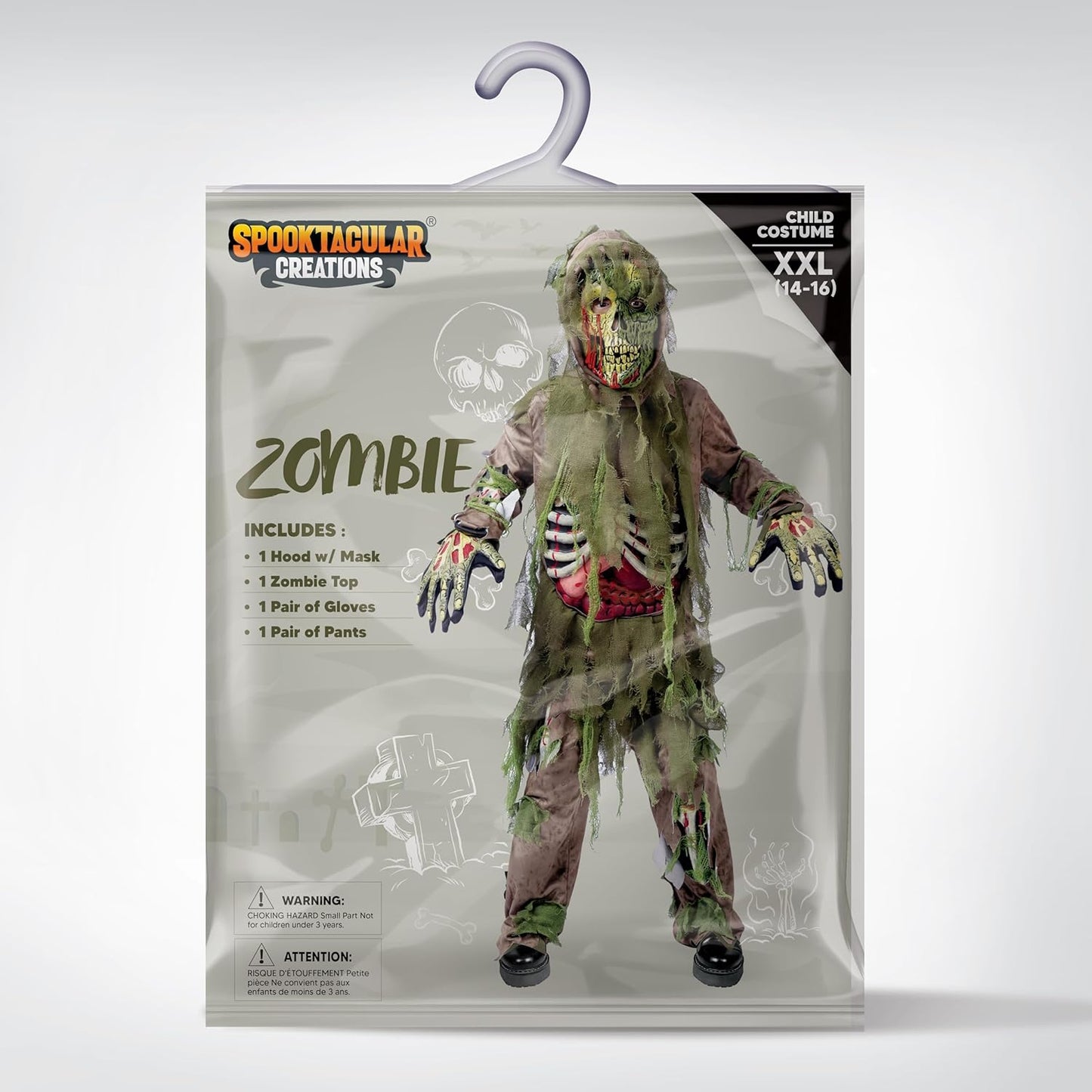 Swamp Deluxe Skeleton Living Dead Zombie Costume for Halloween Kids Monster Role-Playing