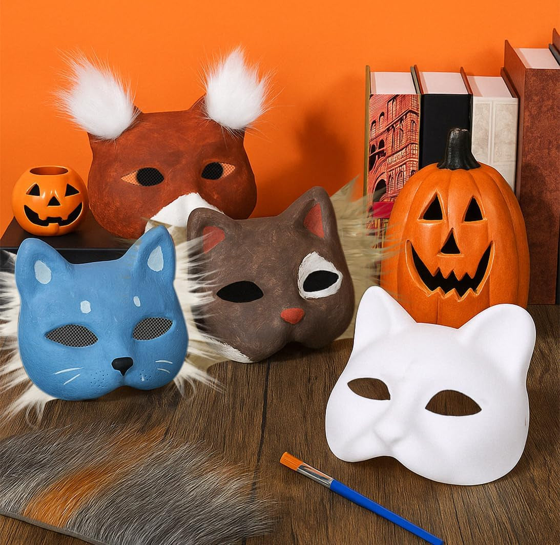 Therian Mask Kit, Cat Mask, Costume Furry Masks DIY, Animal Arts Crafts Kit, for Halloween Cosplay Party Interaction