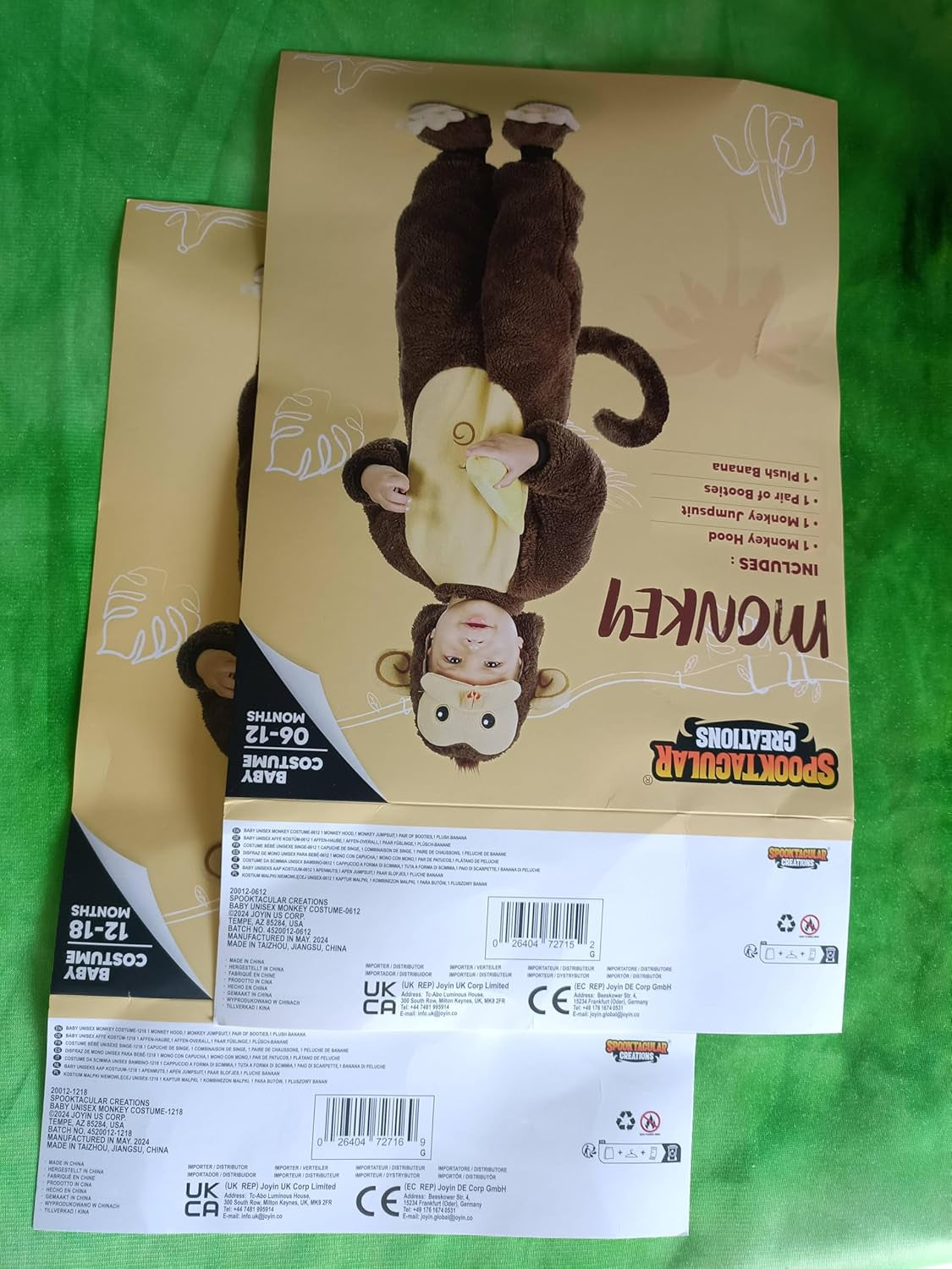 Halloween Toddler Monkey Costume Set with Toy Banana for Baby Halloween Dress Up