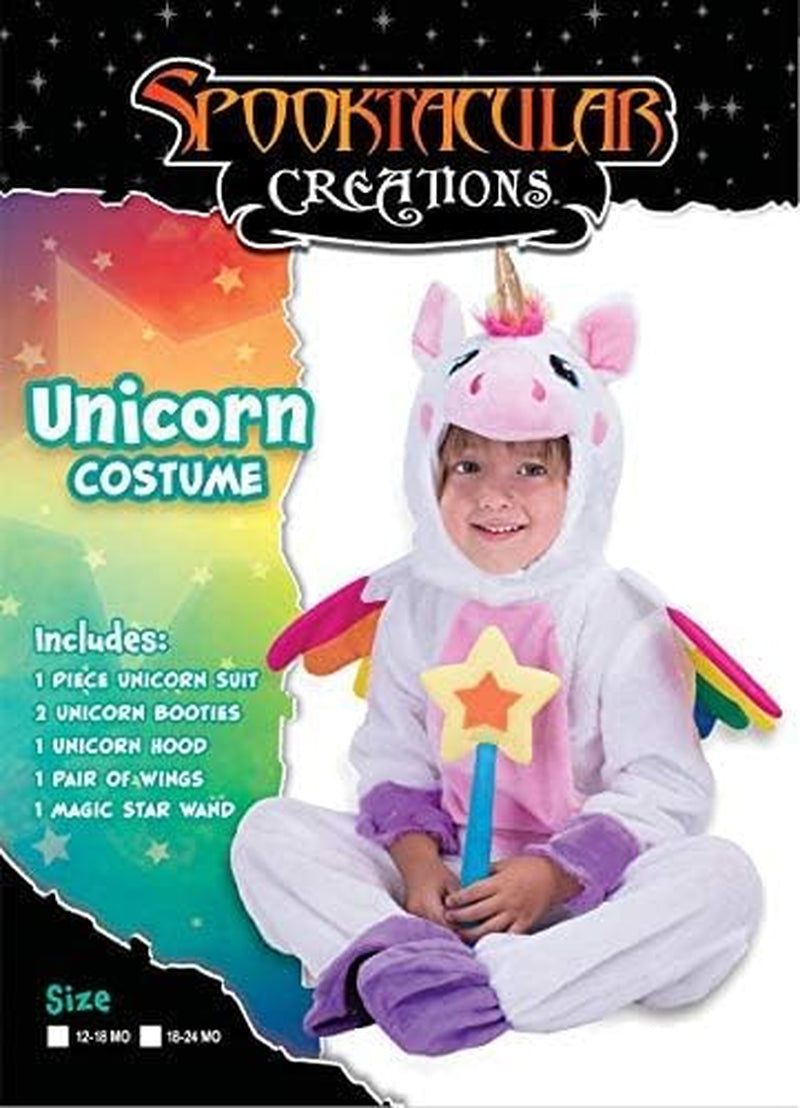 Unicorn Costume, Jumpsuit with Wings and Star Wand for Kids Halloween Dress up Party