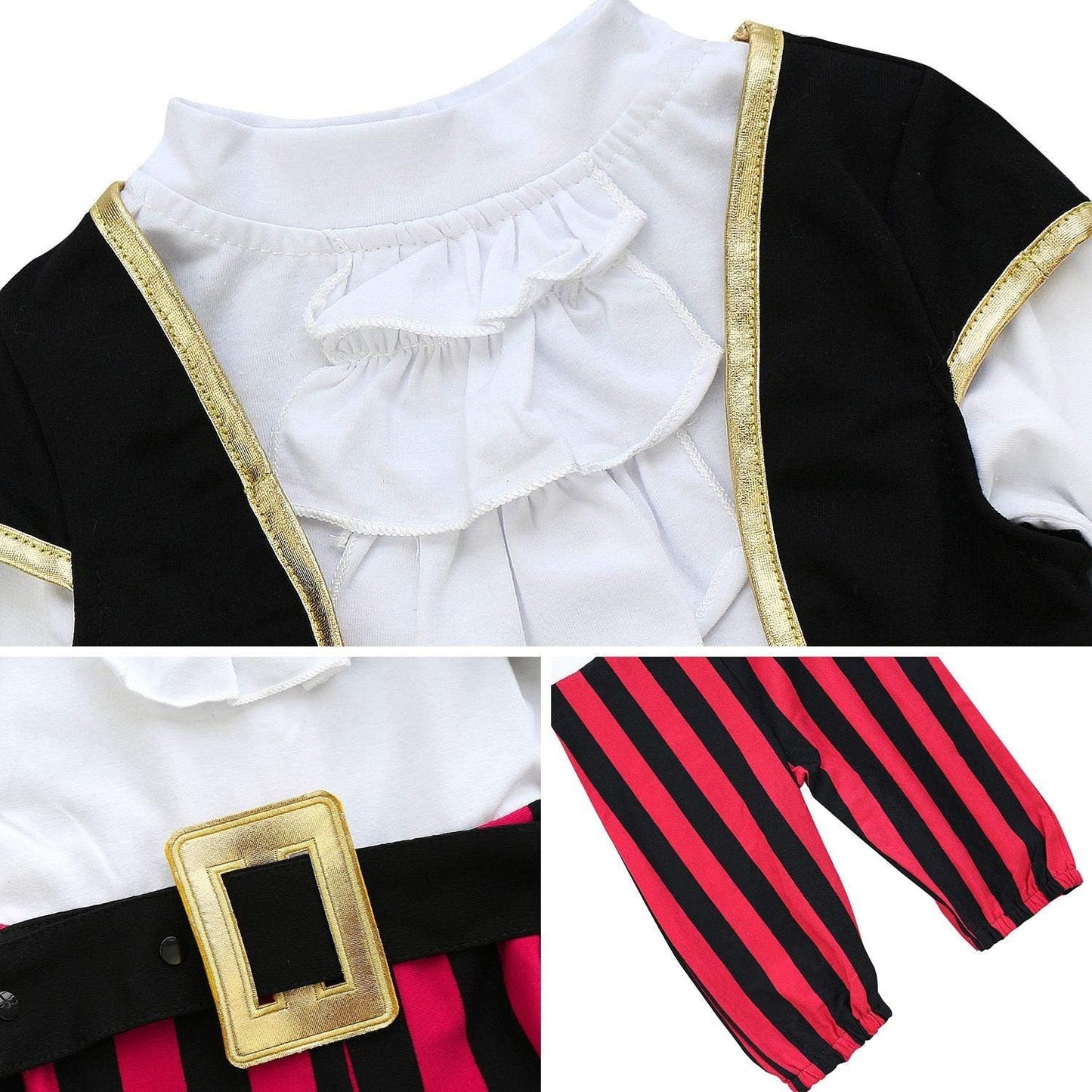 Toddler Baby Pirate Costume for Halloween Captain Stinker Infant Party Costume Set 12M-6T