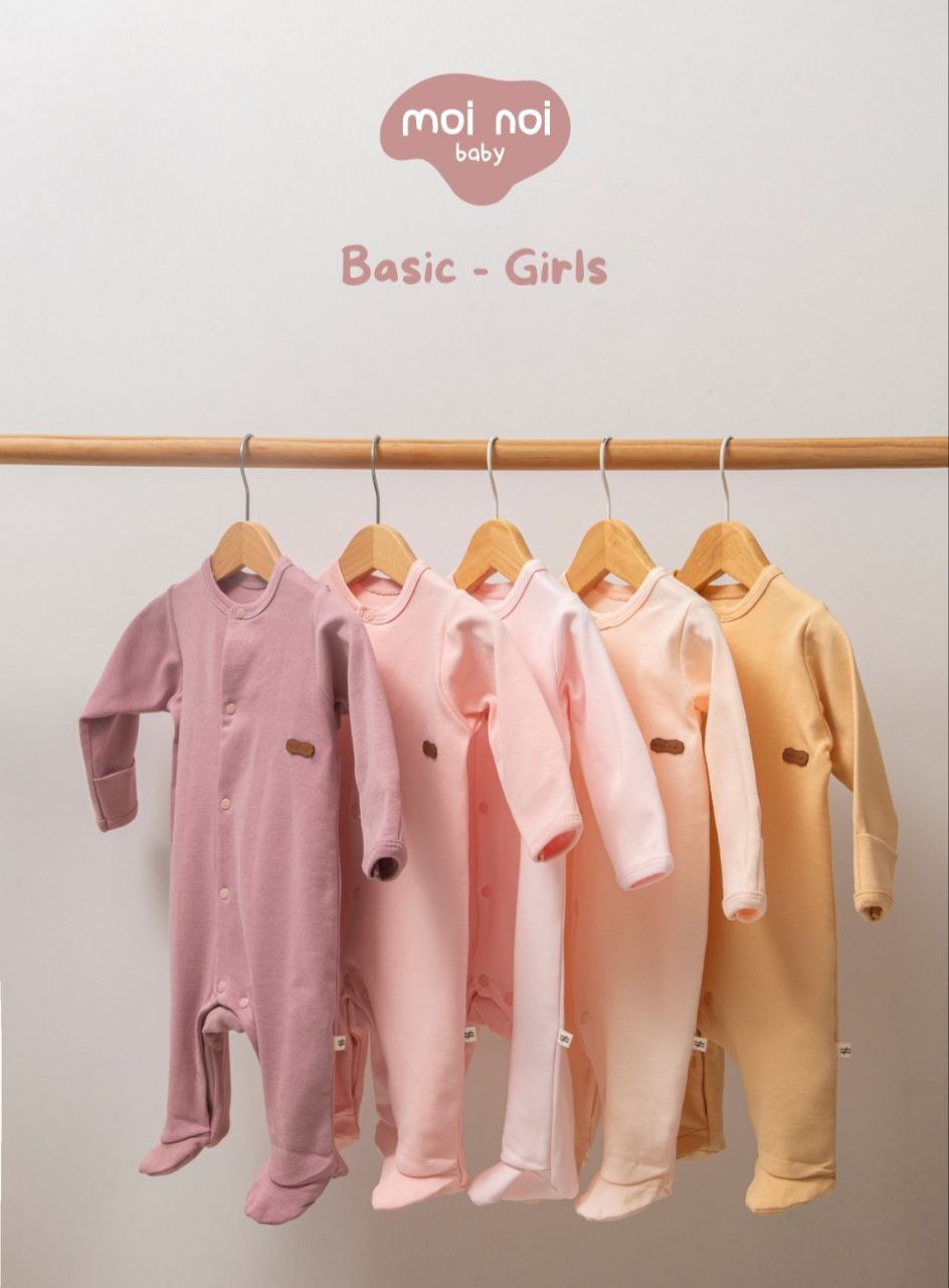 👶🌸 Combinaisons Bébé "moi noi baby – Basic Girls" – Douceur Pastel et Confort Essentiel - EBT