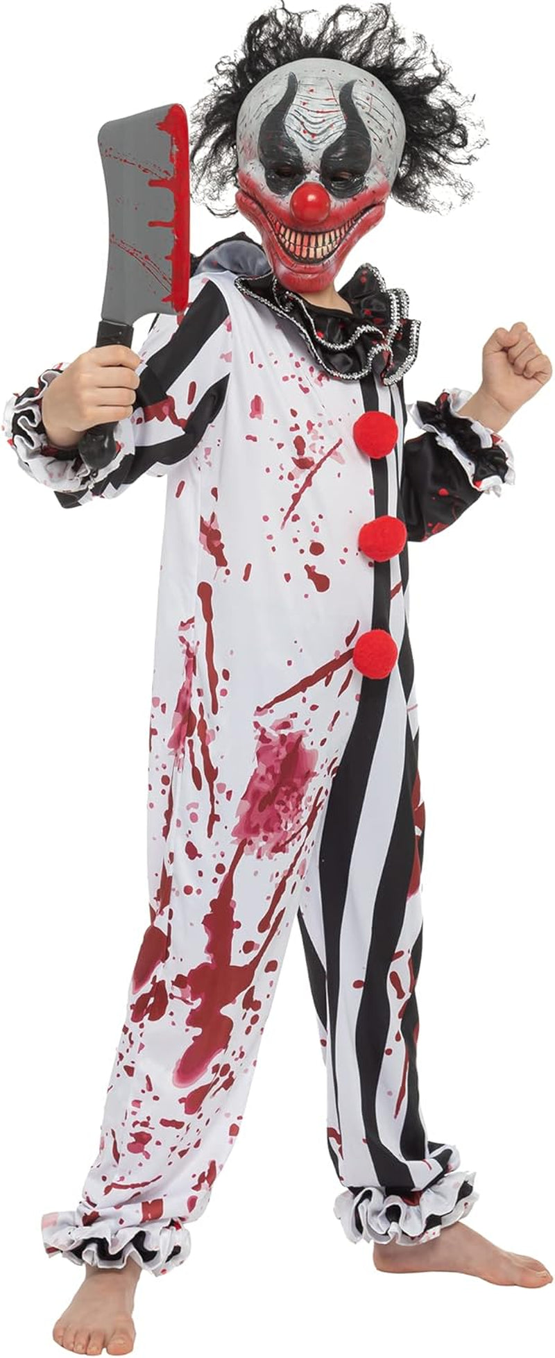 Halloween Boy Bleeding Killer Clown Costume, Horror Slasher Clown Costume