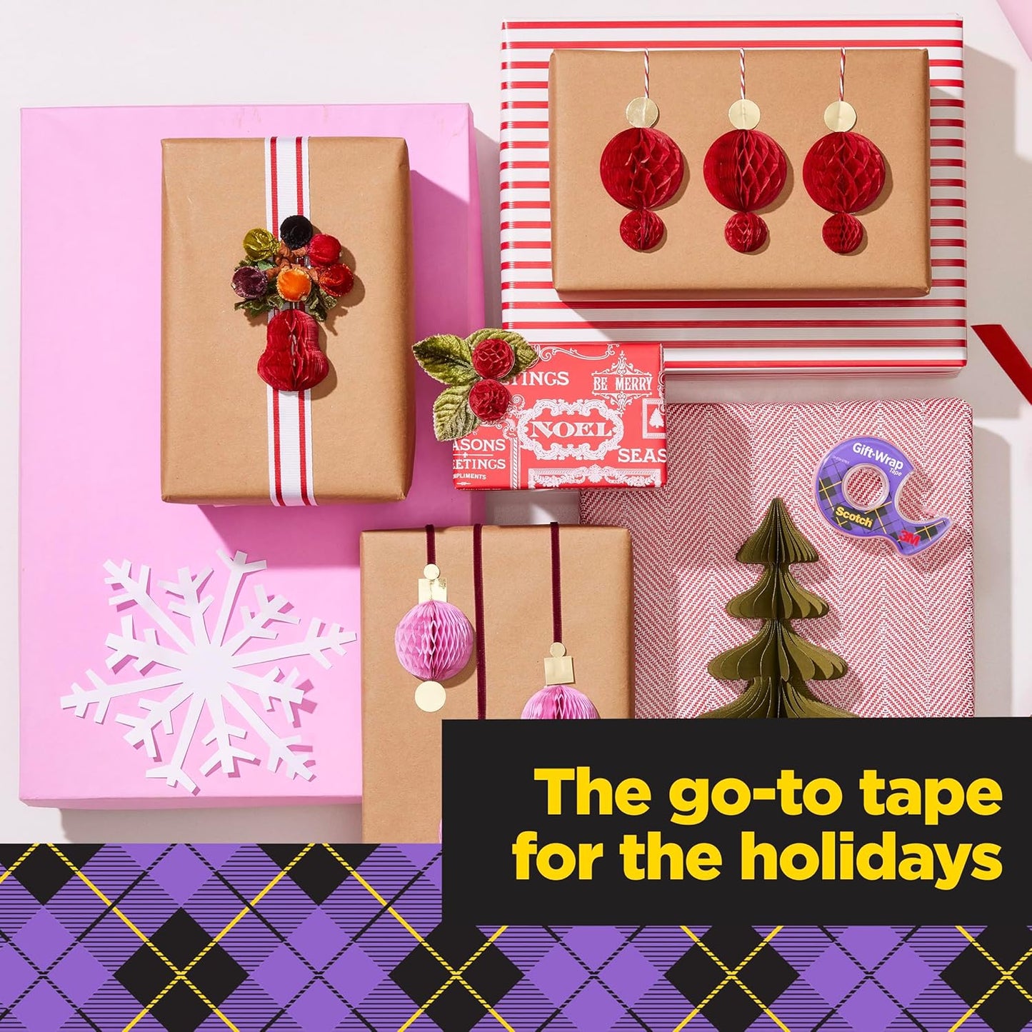 Tape Gift Wrap Tape, 19Mm Wide X 10.1M, 3 Rolls in Dispensers