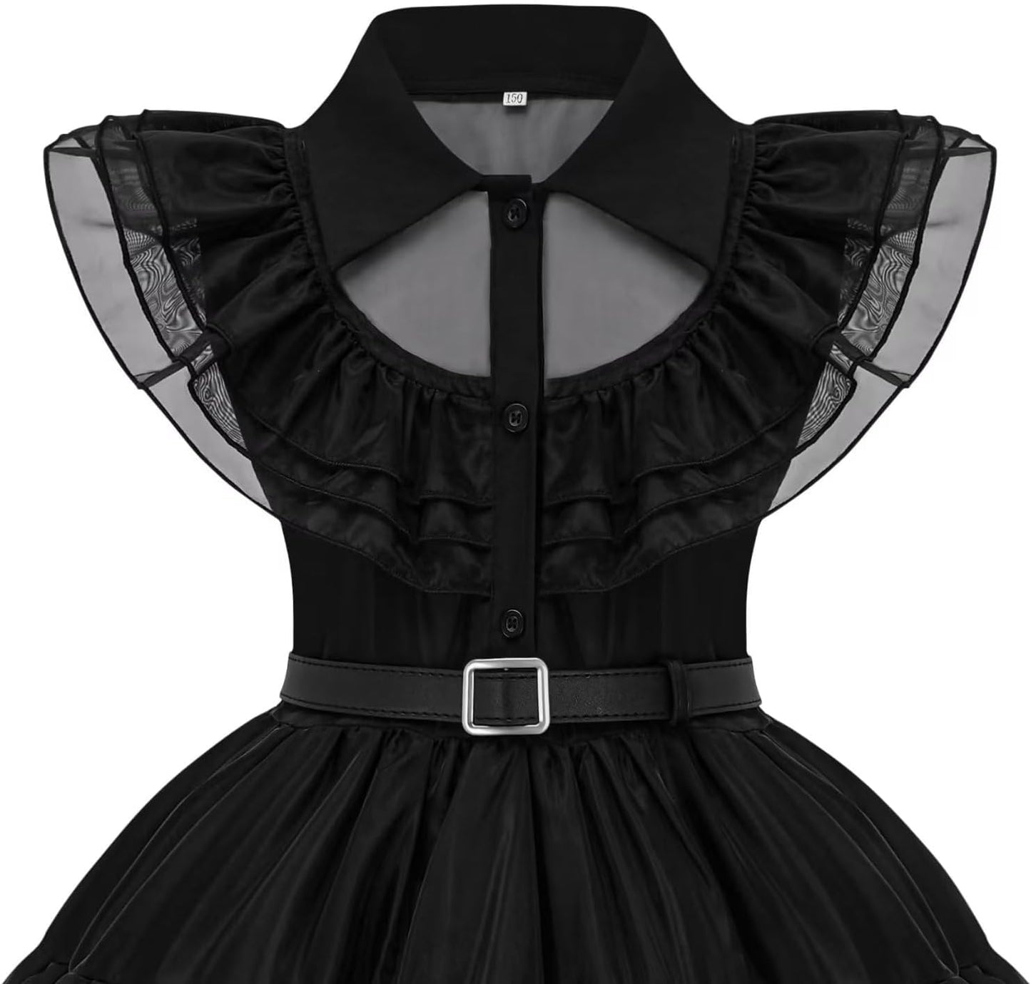 Girls Black Dress up Kids Family Costumes School Rave Halloween Cosplay Party Outfit with Wig Socks Belt