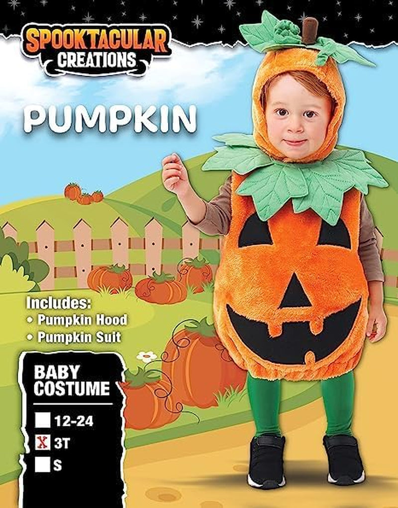 Halloween Pumpkin Costume with Green Leaves for Toddler, Kids Halloween Dress up Party