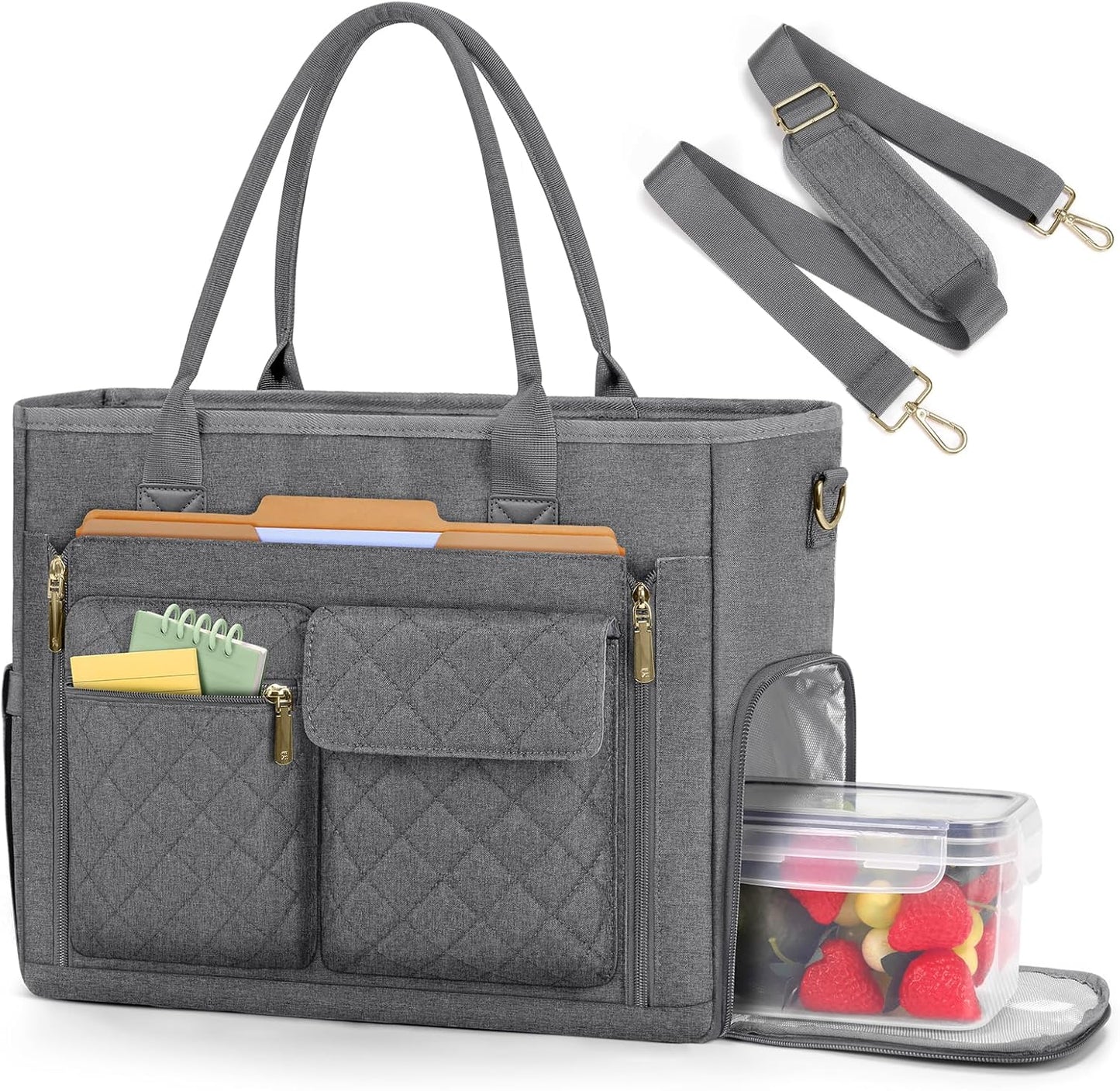 Teacher Tote Bag with Lunch Compartment 15.6 Inch Laptop Bag for Women Large Work Bags Nurse Bag Laptop Briefcase