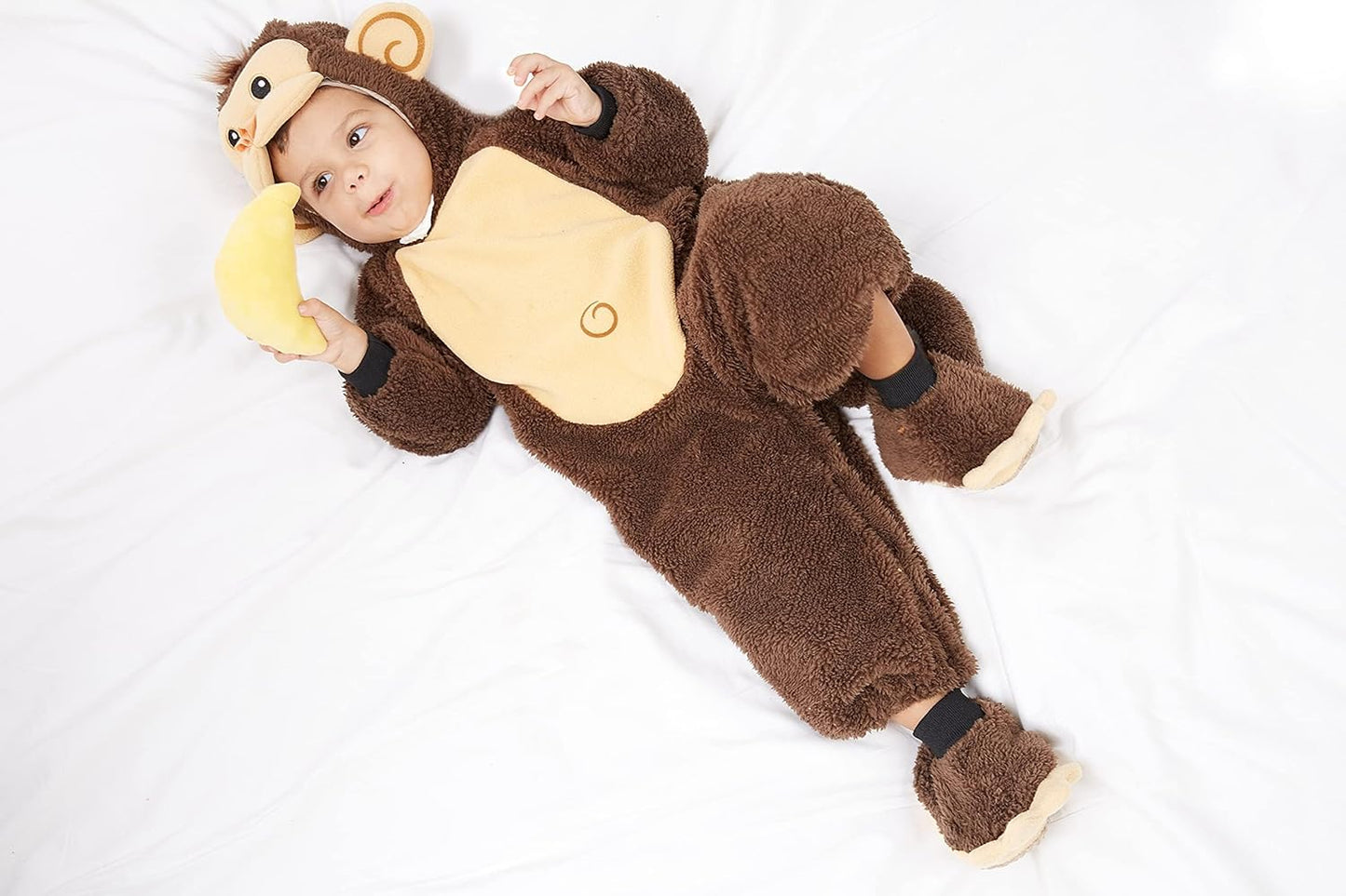 Halloween Toddler Monkey Costume Set with Toy Banana for Baby Halloween Dress Up
