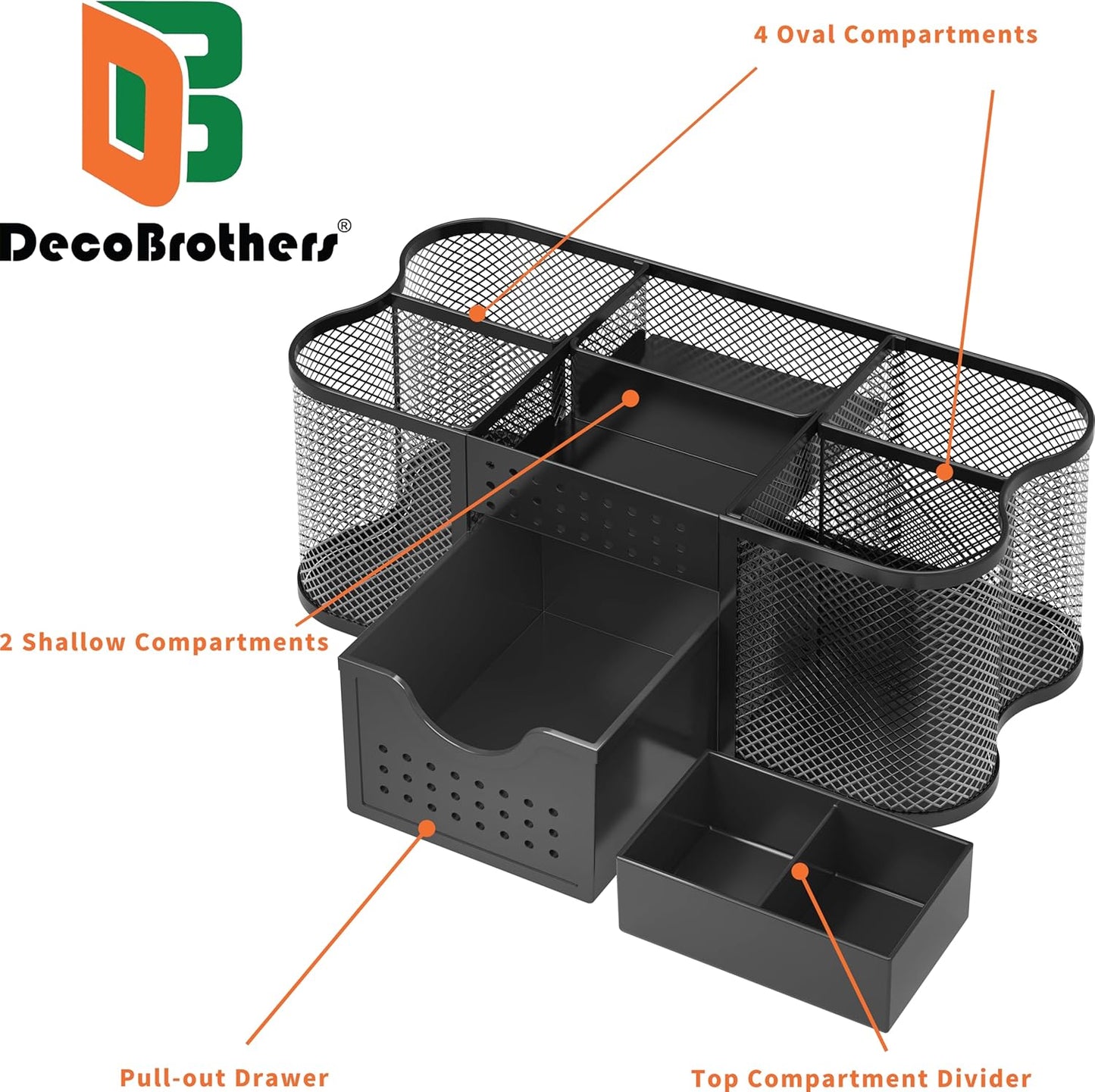 Decobrothers Desk Organizers Pencil/Pen Holder Caddy Storage Accessories for Office, Black