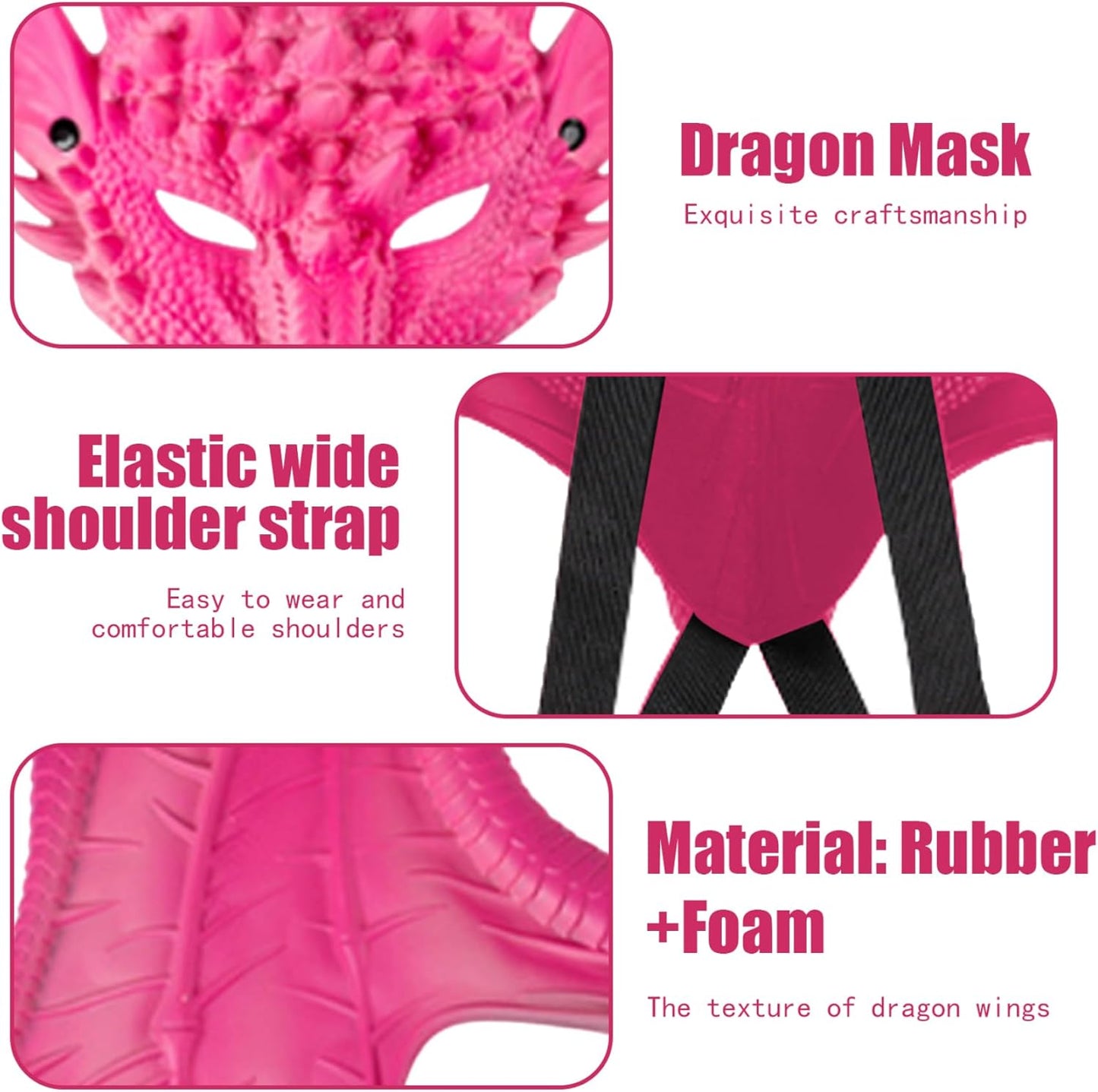 Dragon Kids Halloween Dragon Set 3PCS Face Covers Tail Cosplay Costume Photo Props Red