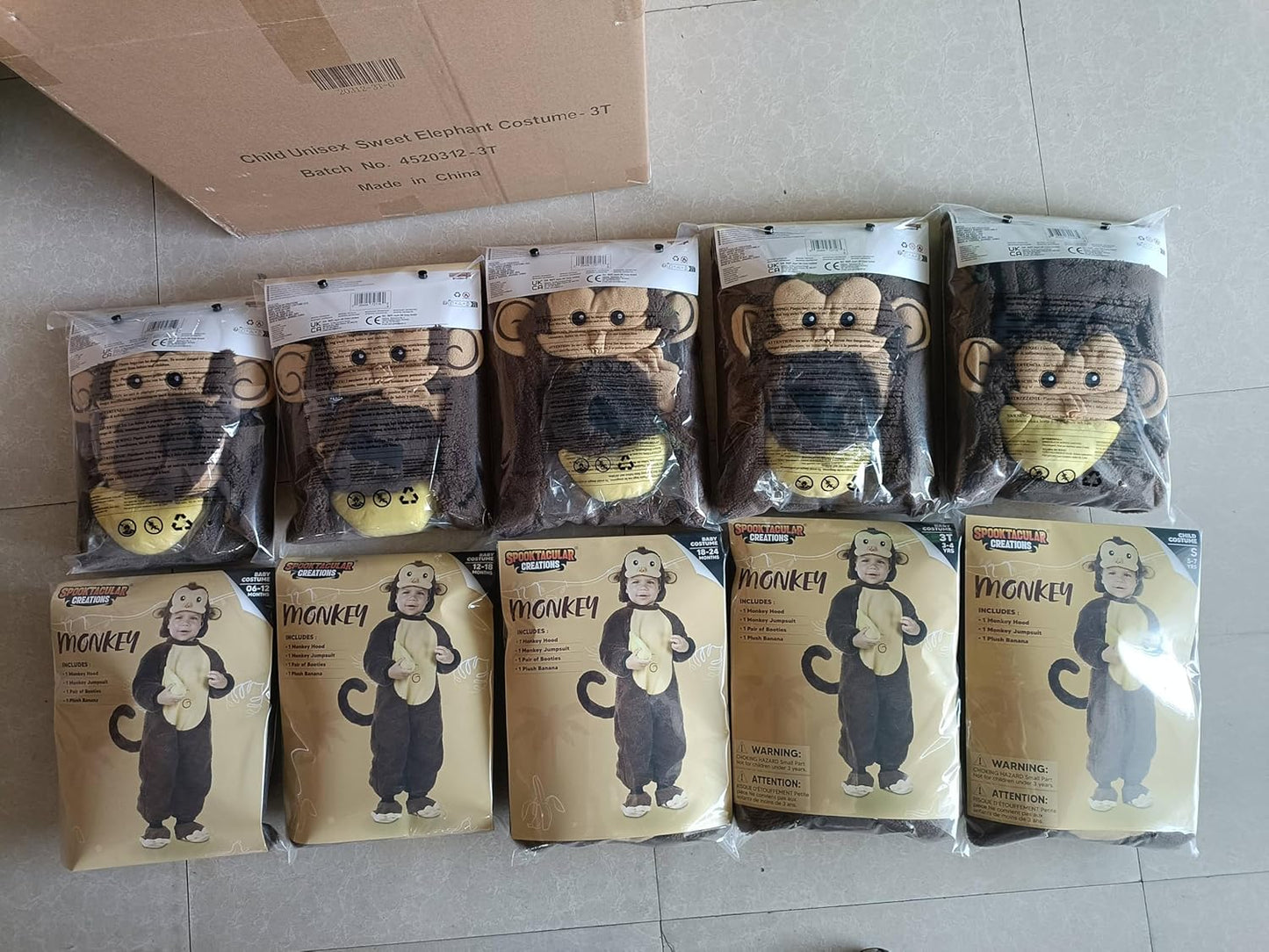 Halloween Toddler Monkey Costume Set with Toy Banana for Baby Halloween Dress Up