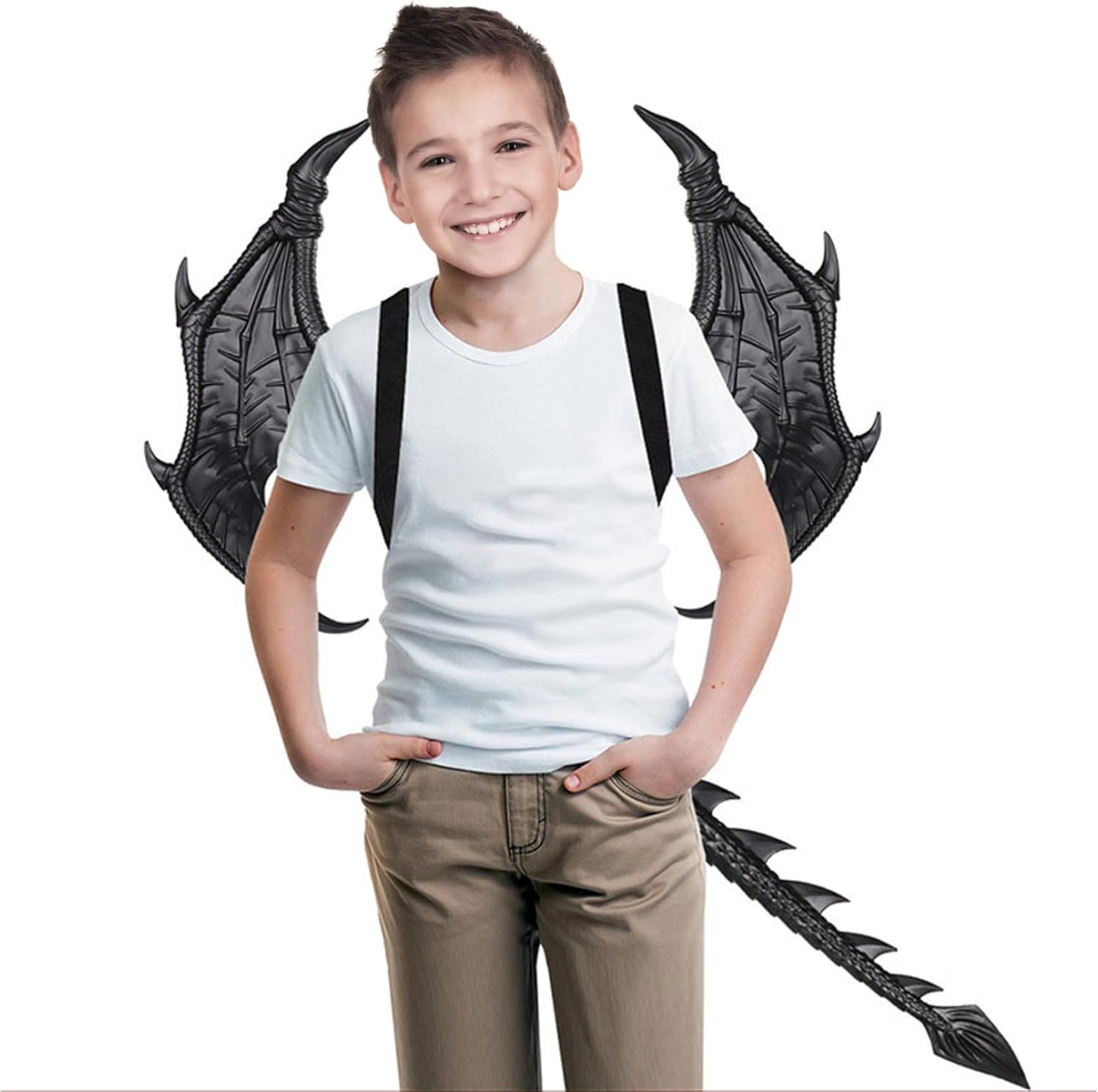 Dragon Kids Halloween Dragon Set 3PCS Face Covers Tail Cosplay Costume Photo Props Red
